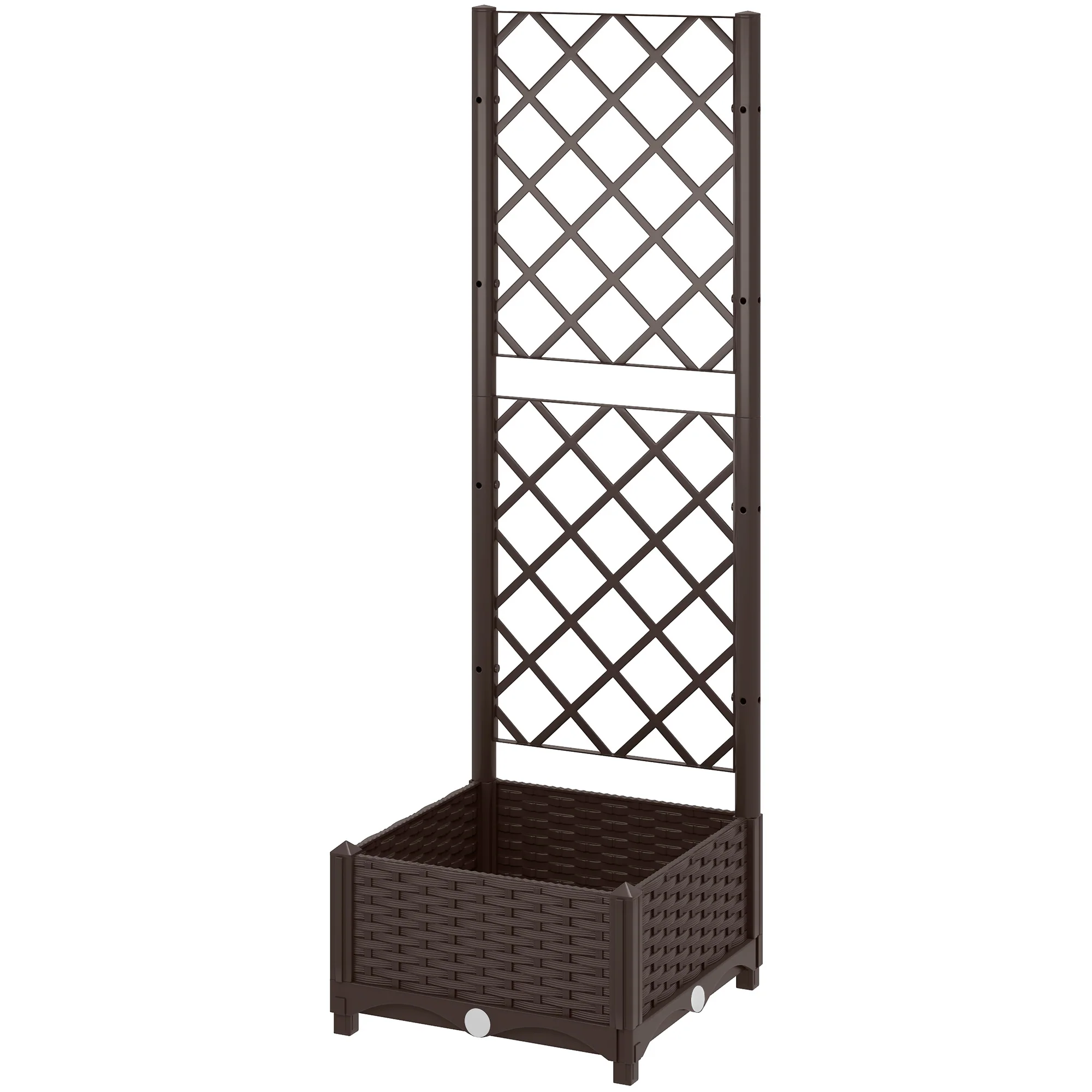 16" x 16" x 48" Plastic Raised Garden Bed with Trellis, Drainage Holes and Drain Plugs - Image 2
