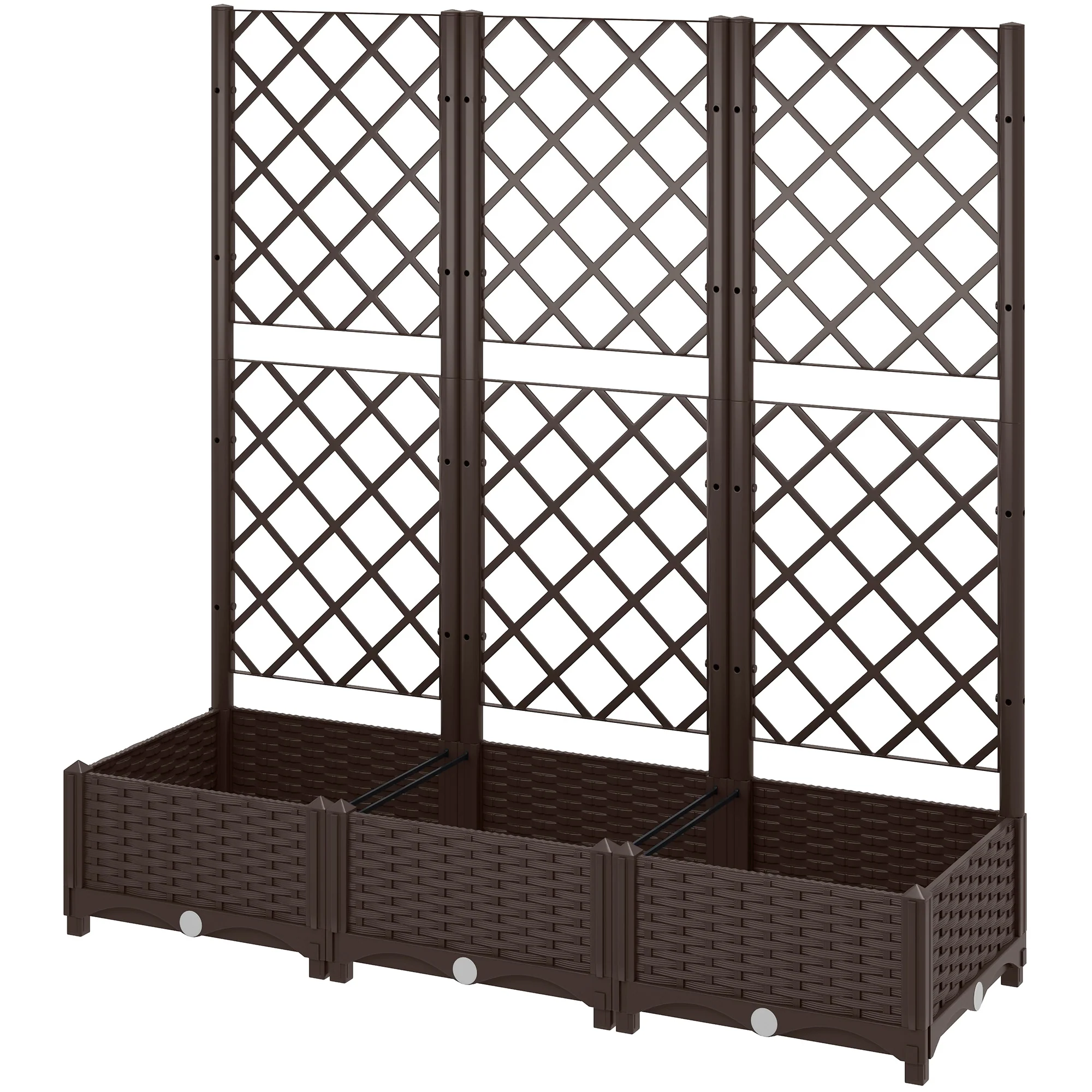 47" x 16" x 48" Plastic Raised Garden Bed with Trellis, Drainage Holes and Drain Plugs - Image 2