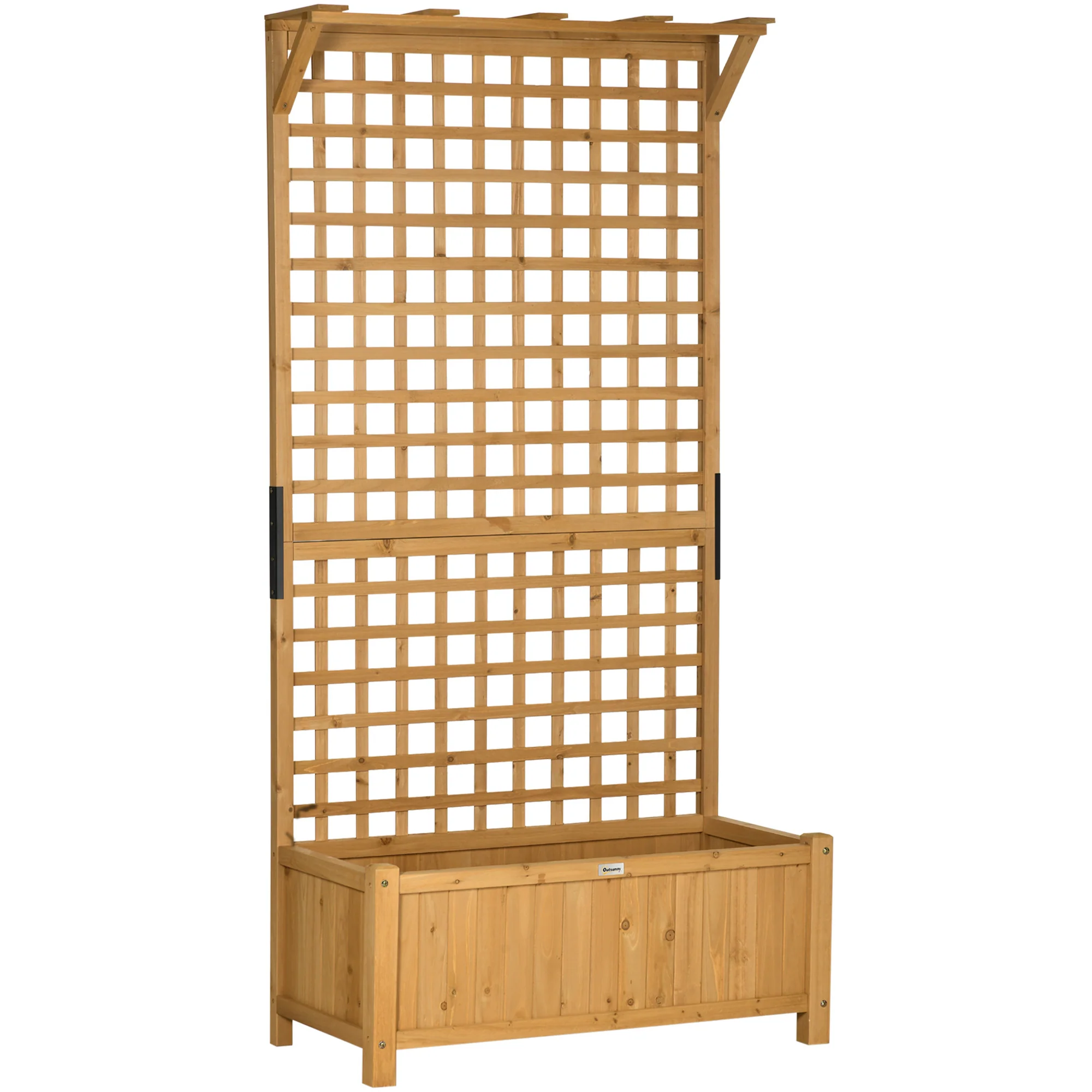 Raised Garden Bed, Wood Planter with Trellis for Vine Climbing, Privacy Screen Planter Box to Grow Vegetables, Herbs, and Flowers for Backyard, Patio, Deck, Yellow - Image 12