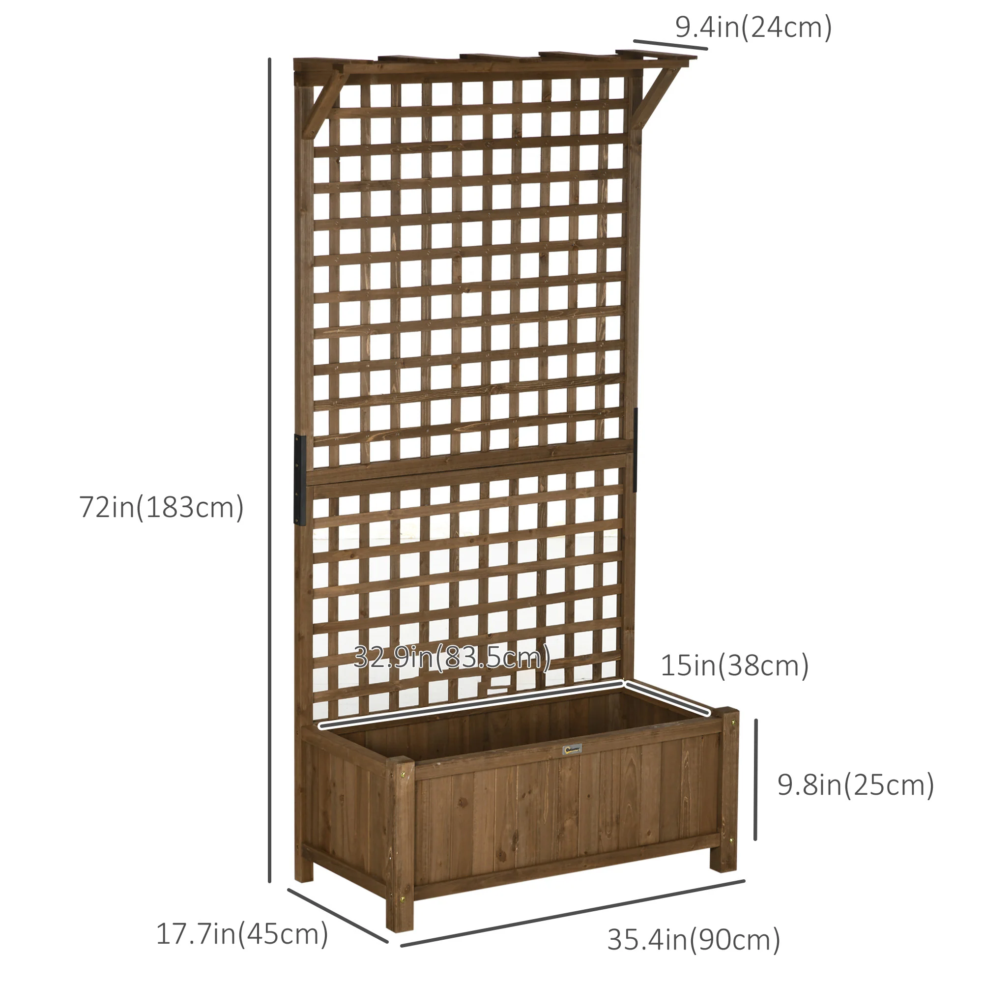 Raised Garden Bed, Wood Planter with Trellis for Vine Climbing, Privacy Screen Planter Box to Grow Vegetables, Herbs, and Flowers for Backyard, Patio, Deck, Coffee - Image 5