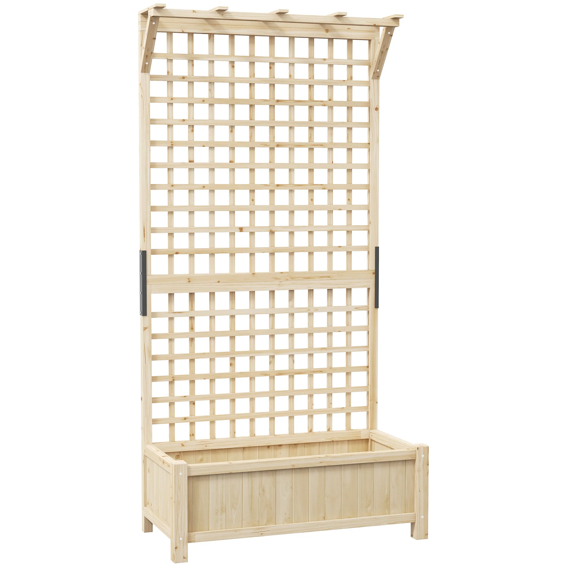 Raised Garden Bed, Wood Planter with Trellis for Vine Climbing, Privacy Screen Planter Box to Grow Vegetables, Herbs, and Flowers for Backyard, Patio, Deck, Natural Wood - Image 12