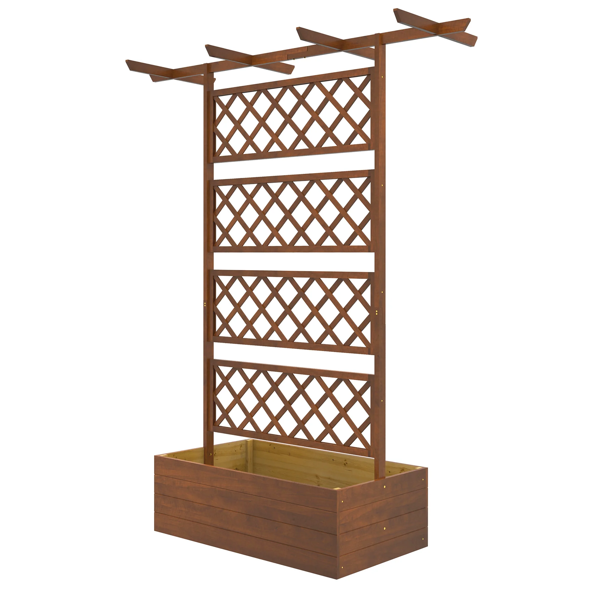 Wooden Raised Garden Bed with Trellis & Roof,63" x 21.7" x 72", Orange - Image 2