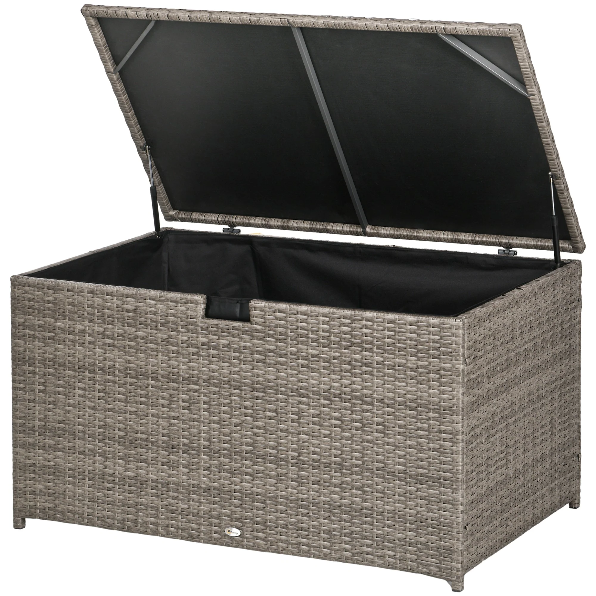 113 Gallon Outdoor Storage Box, Waterproof PE Rattan Deck Storage Container, Mixed Grey - Image 2