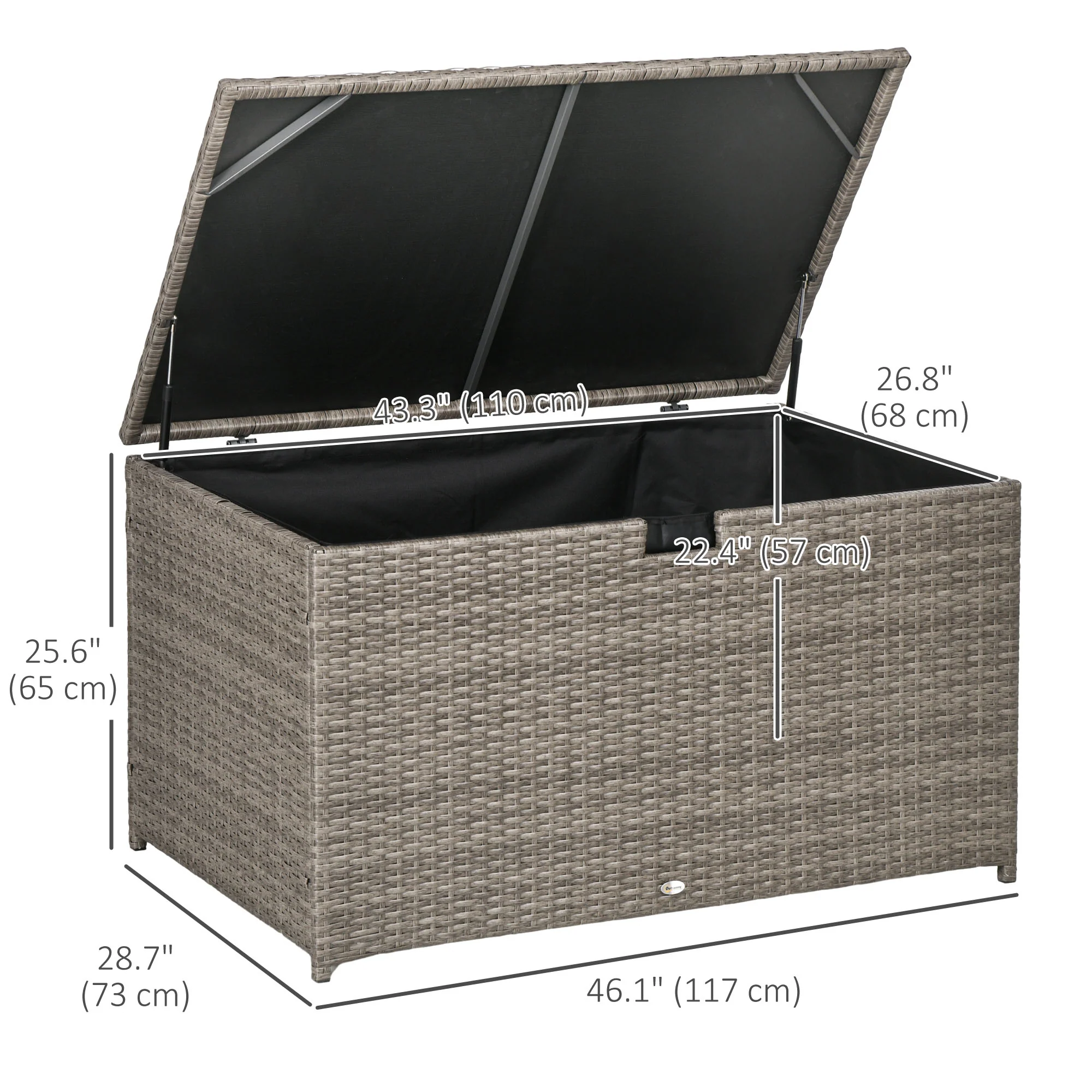 113 Gallon Outdoor Storage Box, Waterproof PE Rattan Deck Storage Container, Mixed Grey - Image 5