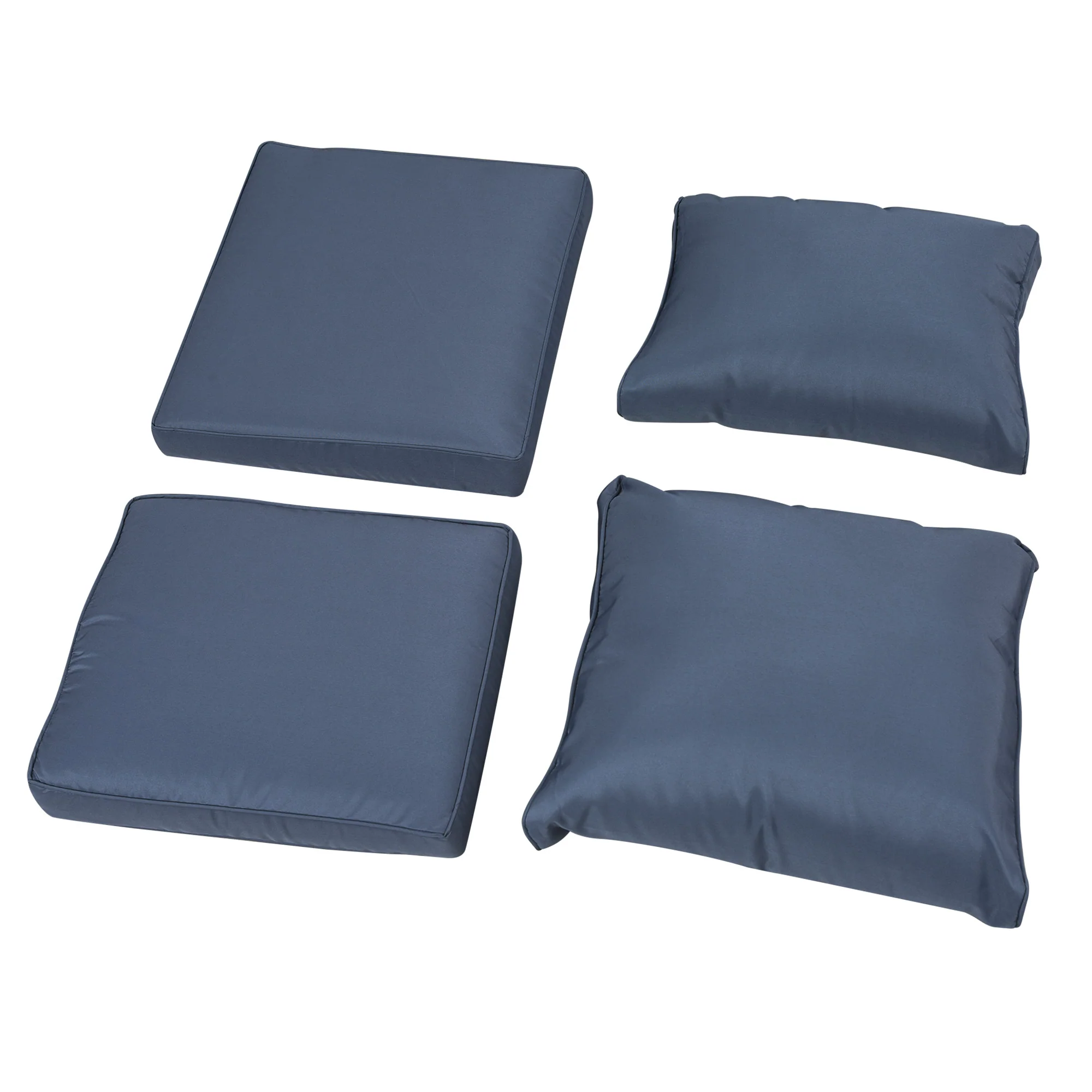 Rattan Garden Sofa Set w/ 3 Seater Sofa, Reclining Single Sofa, Coffee Table, Footstool, Blue - Image 10