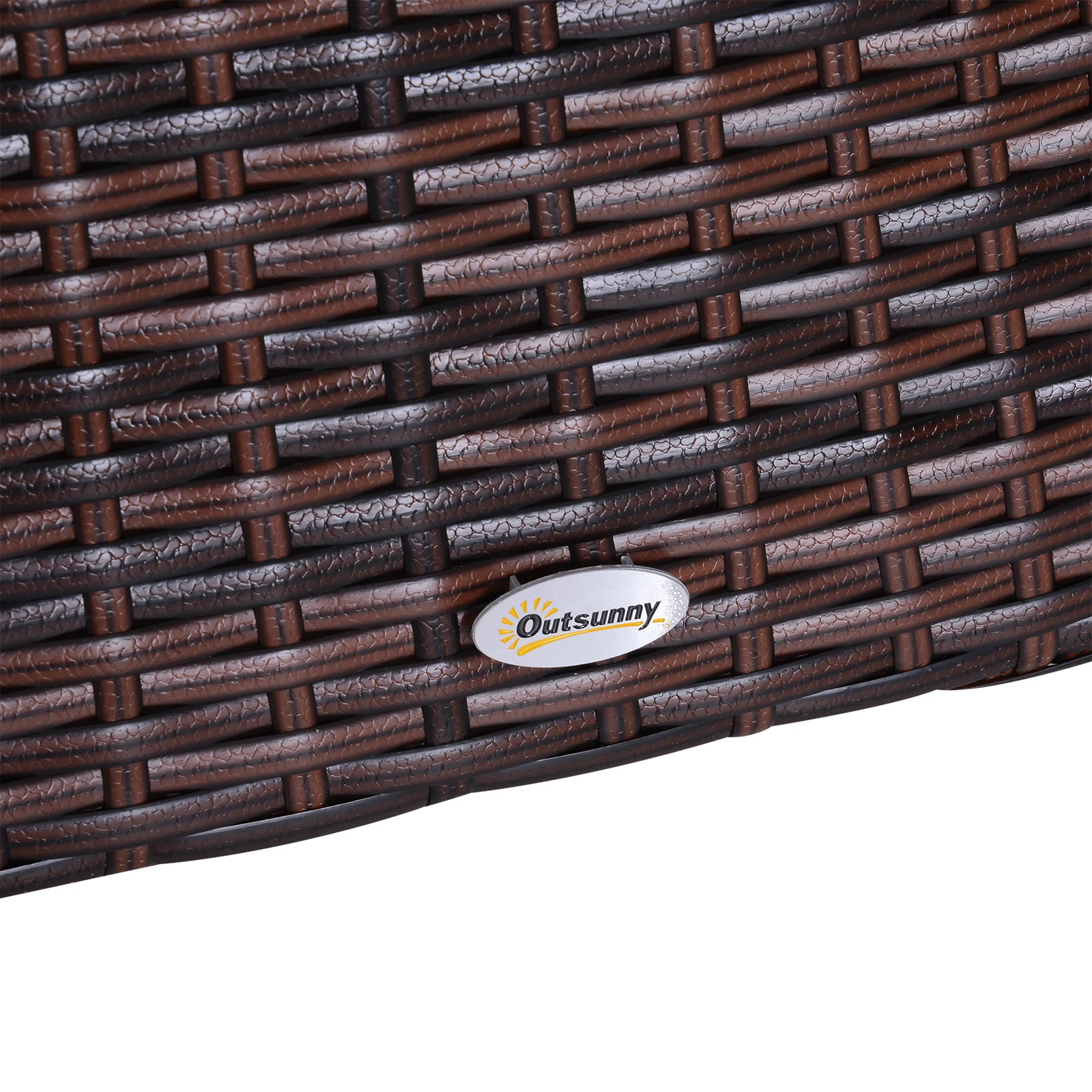 Wicker Patio Bistro Side Table with Umbrella Hole & Storage Space for Balcony, Brown - Image 11