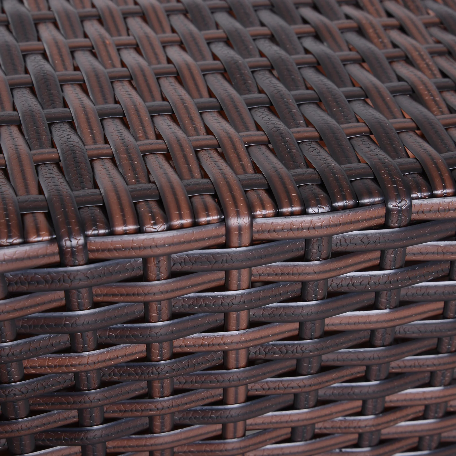 Wicker Patio Bistro Side Table with Umbrella Hole & Storage Space for Balcony, Brown - Image 8