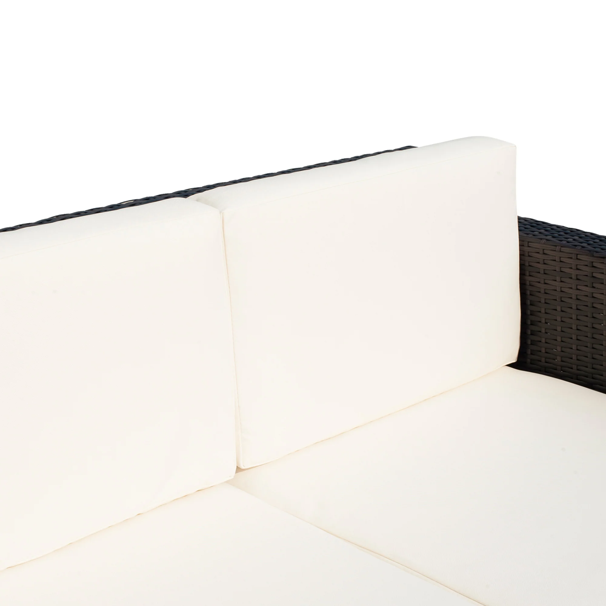 Rattan Loveseat Sofa with Padded Cushion & Armrests for Garden, Patio, Mixed Brown - Image 9