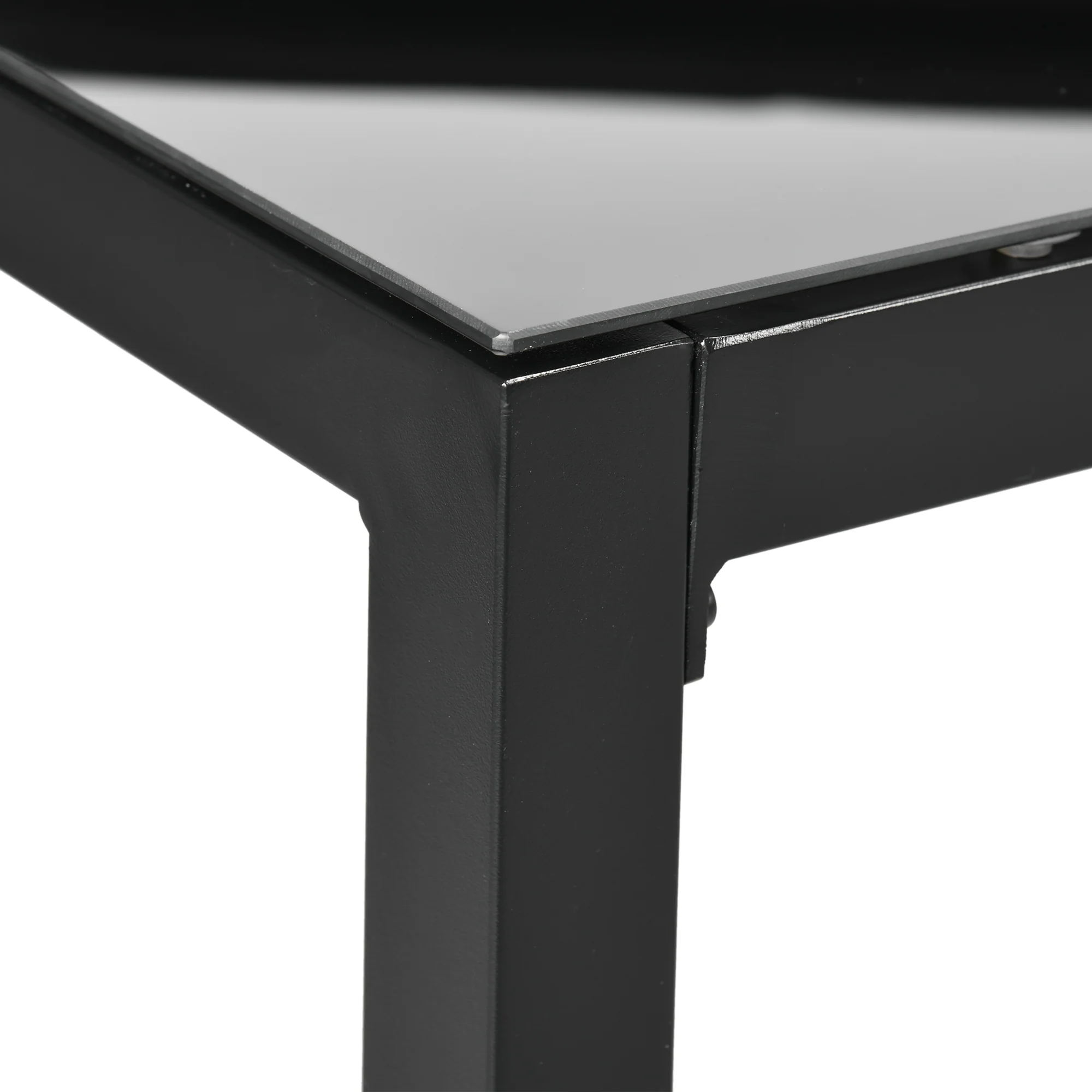 70.9" Rectangular Outdoor Dining Table with Tempered Glass Top, Black - Image 10