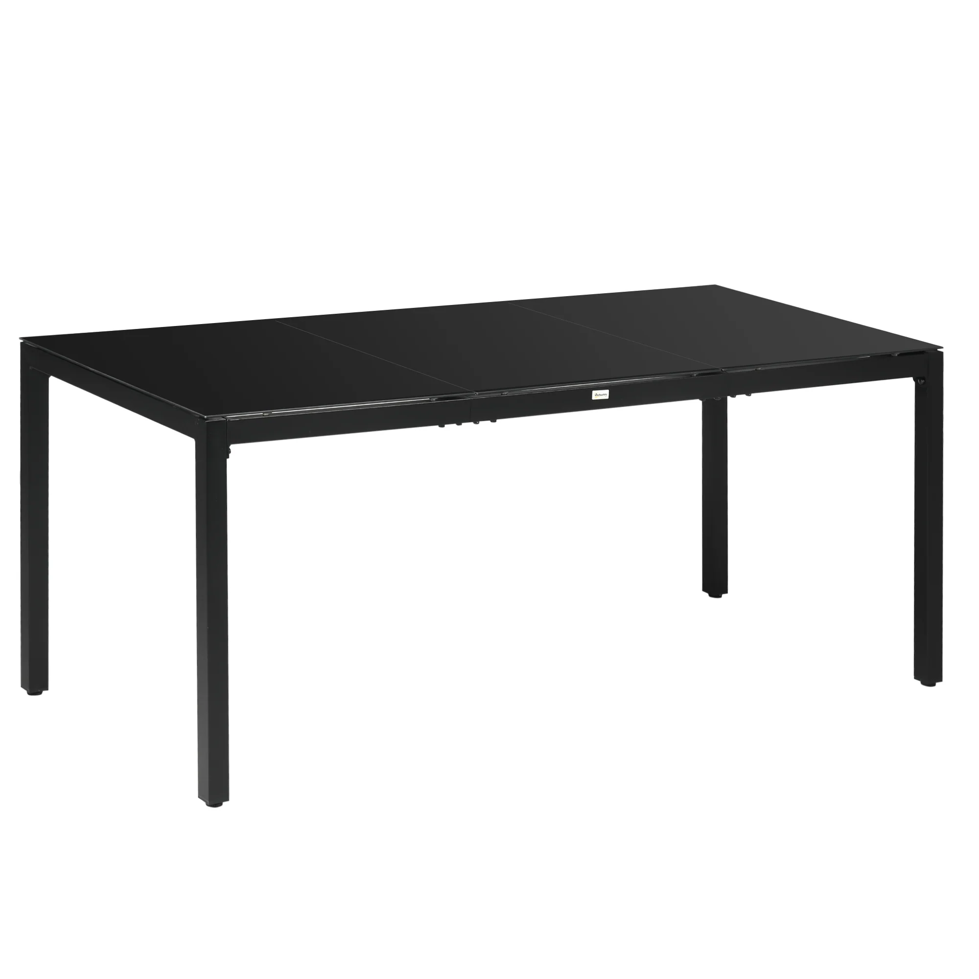 70.9" Rectangular Outdoor Dining Table with Tempered Glass Top, Black - Image 12