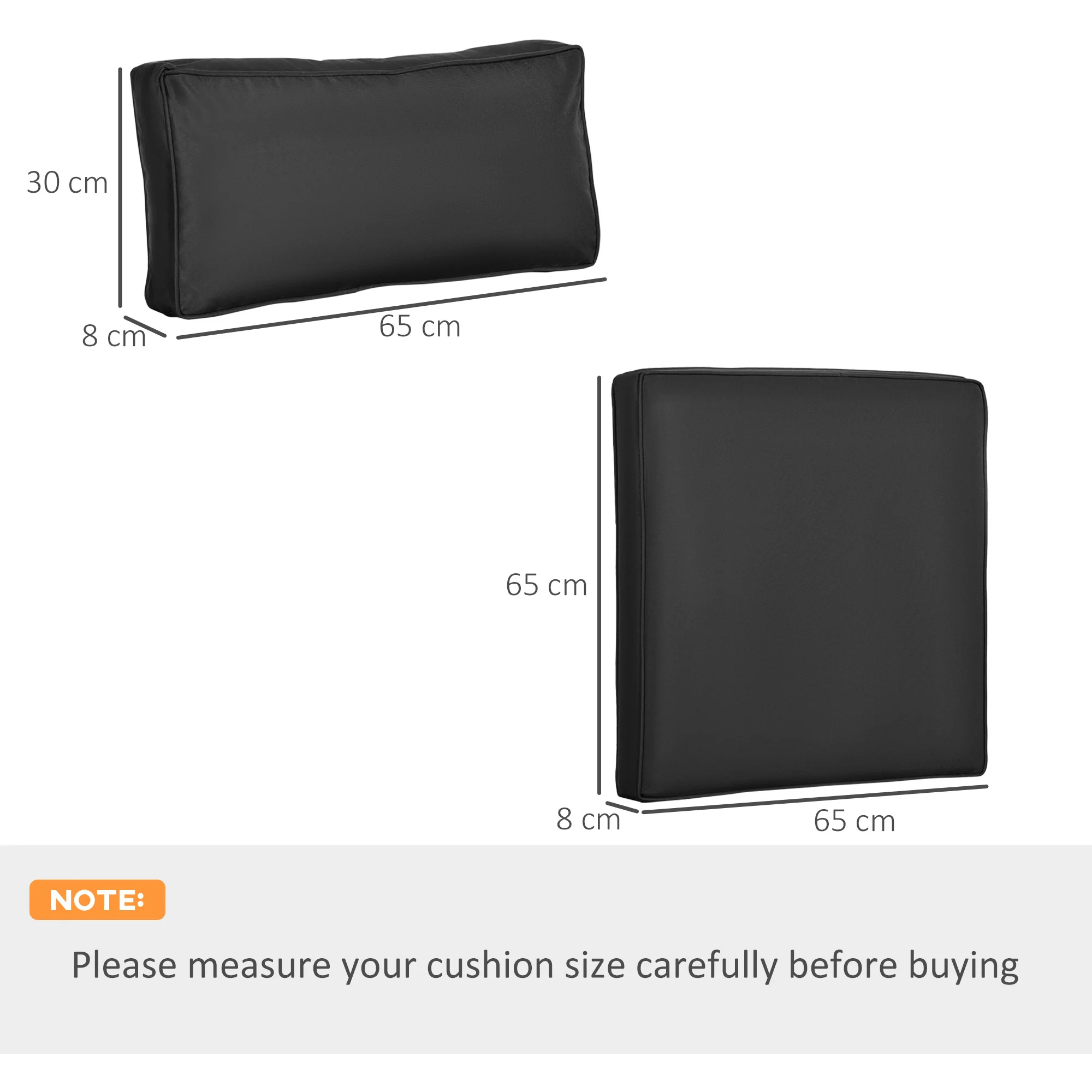 14 Piece Outdoor Seat Cushion Pad for Patio Conversation Set w/ Seat Cushions & Back Cushions, Black - Image 5