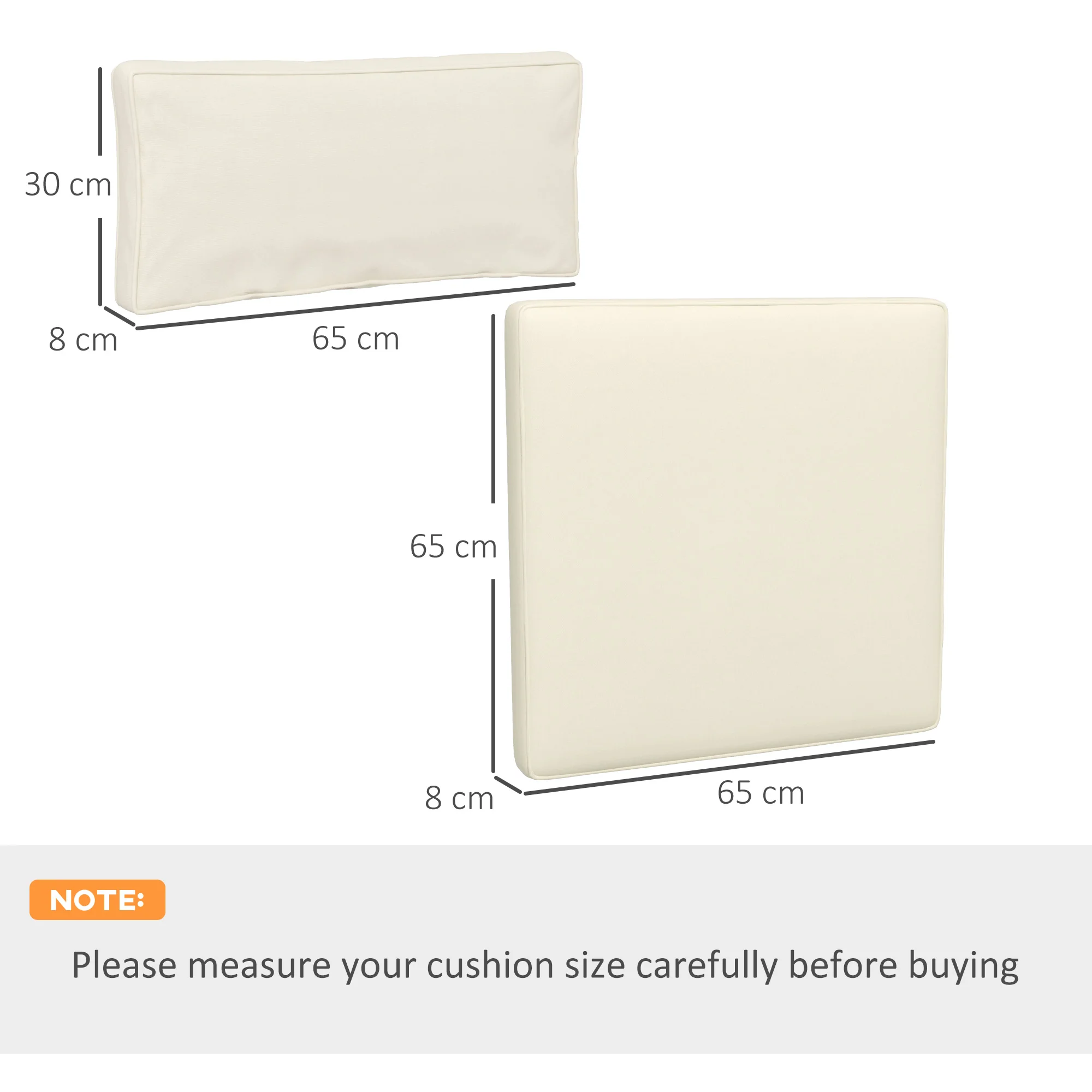 14 Piece Seat Cushion Pad for Patio Conversation Set w/ Seat Cushions & Back Cushions, Cream White - Image 5