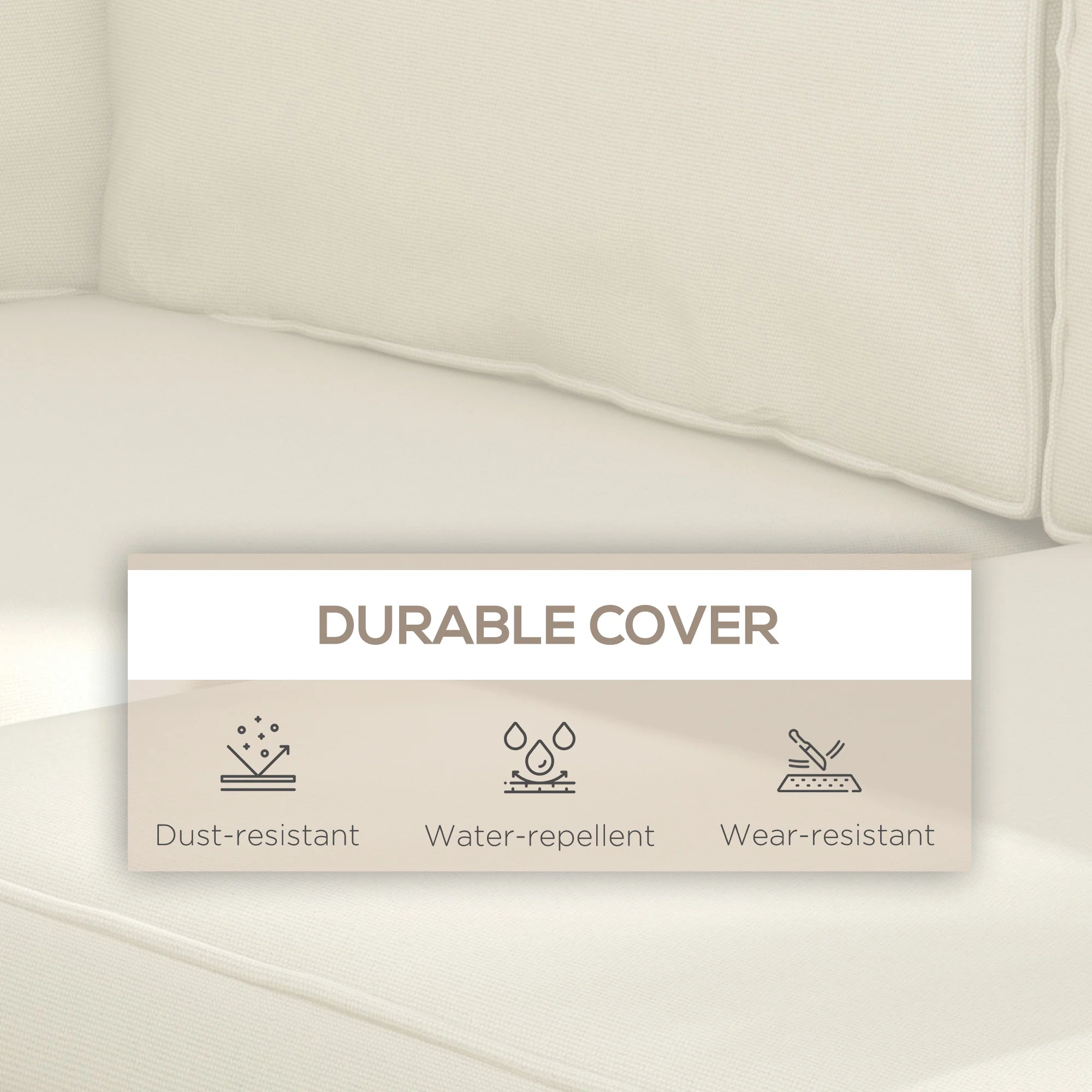 14 Piece Seat Cushion Pad for Patio Conversation Set w/ Seat Cushions & Back Cushions, Cream White - Image 7