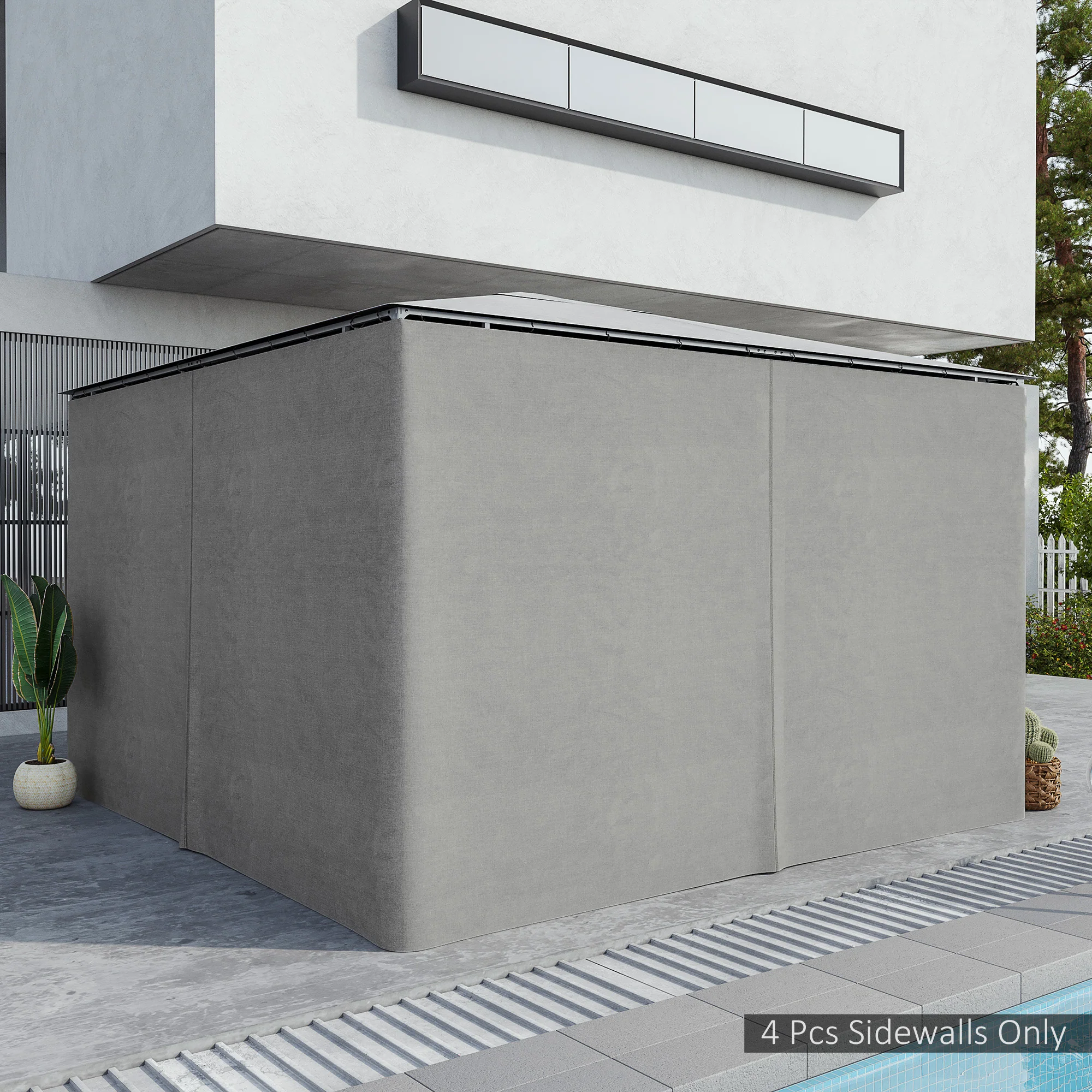 10' x 13' Universal Gazebo Sidewall Set (4 Panels) with Hooks, Light Grey - Image 3
