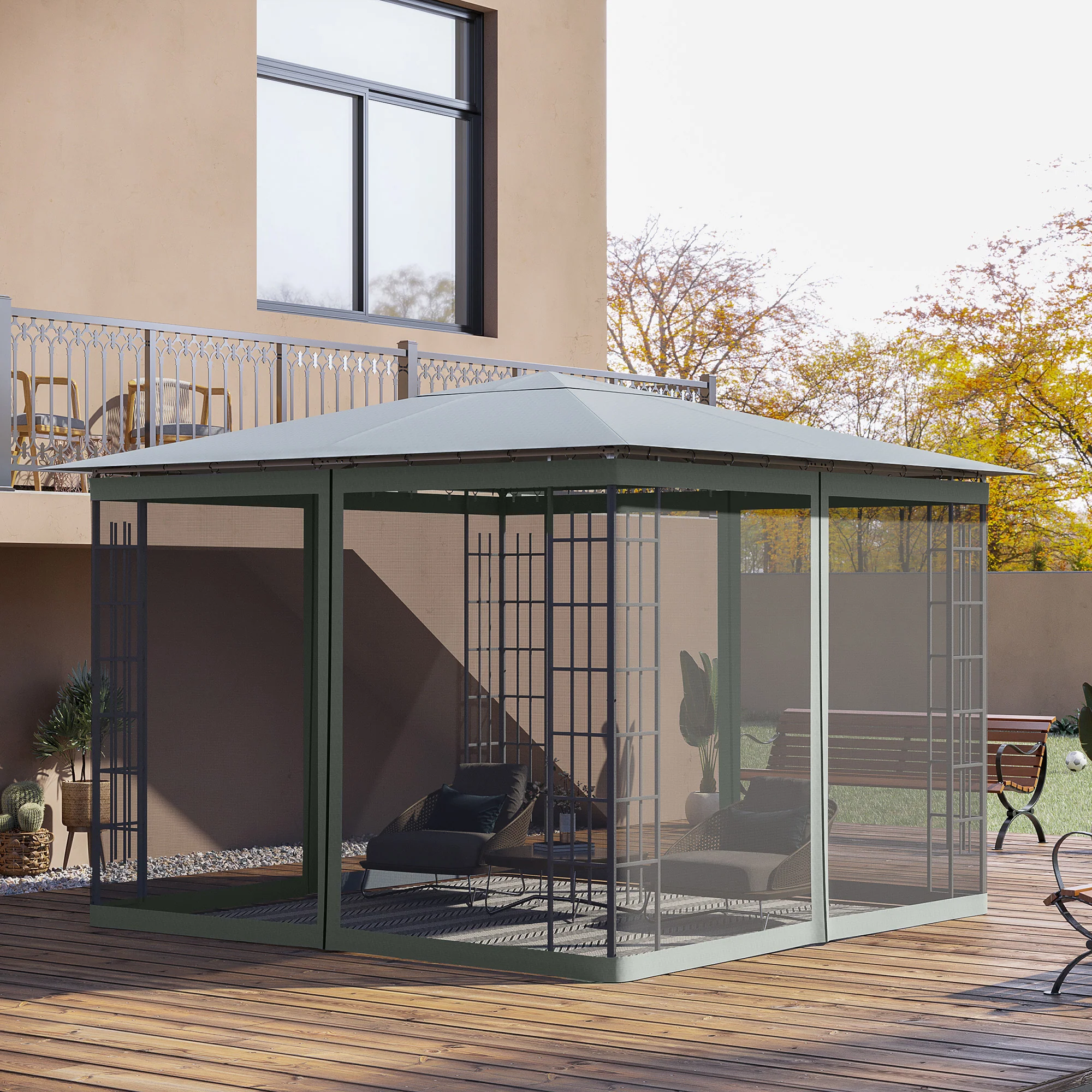Replacement Mosquito Netting for Gazebo 10' x 10'with Zippers, Dark Grey - Image 4