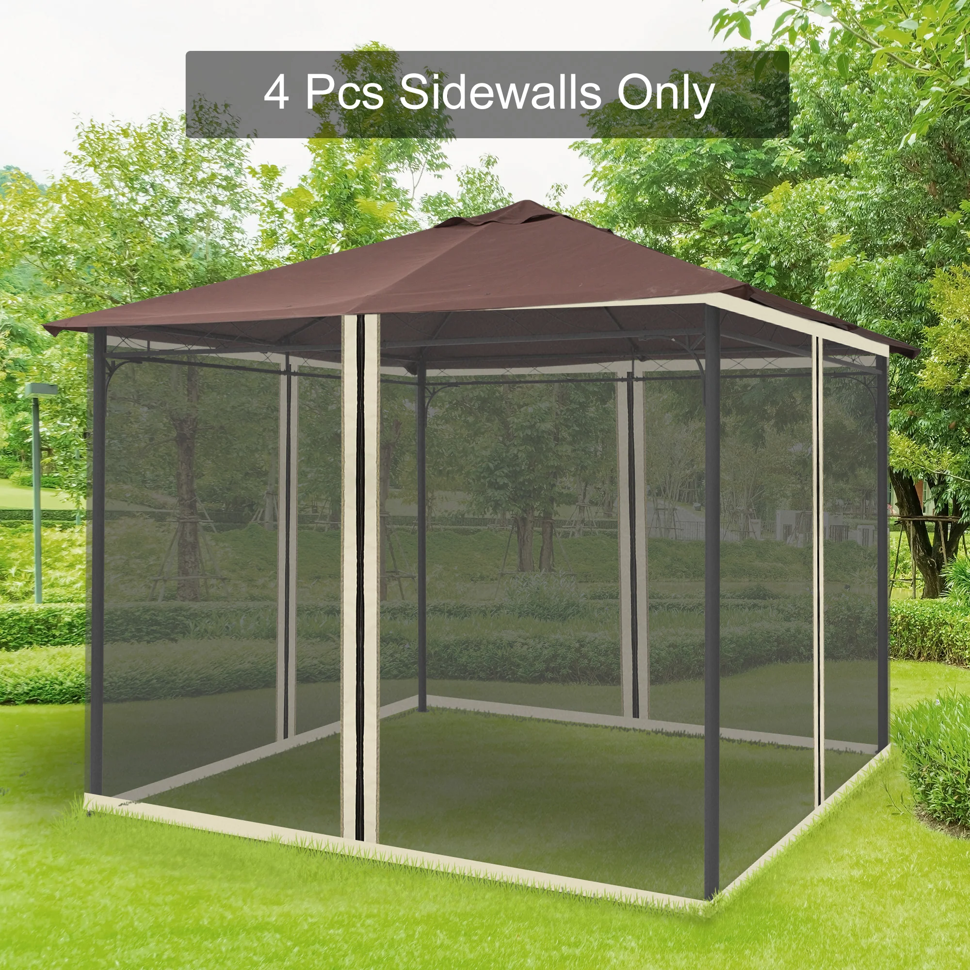 Replacement Mosquito Netting for Gazebo 10' x 10'with Zippers, Cream White - Image 3