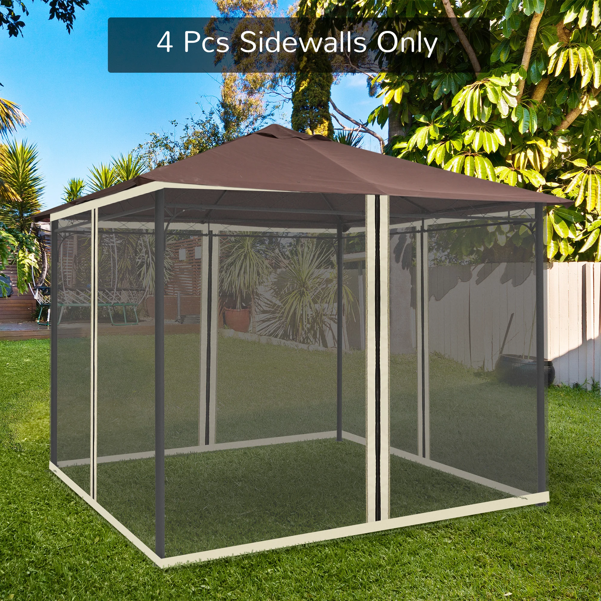 Replacement Mosquito Netting for Gazebo 10' x 10'with Zippers, Cream White - Image 4