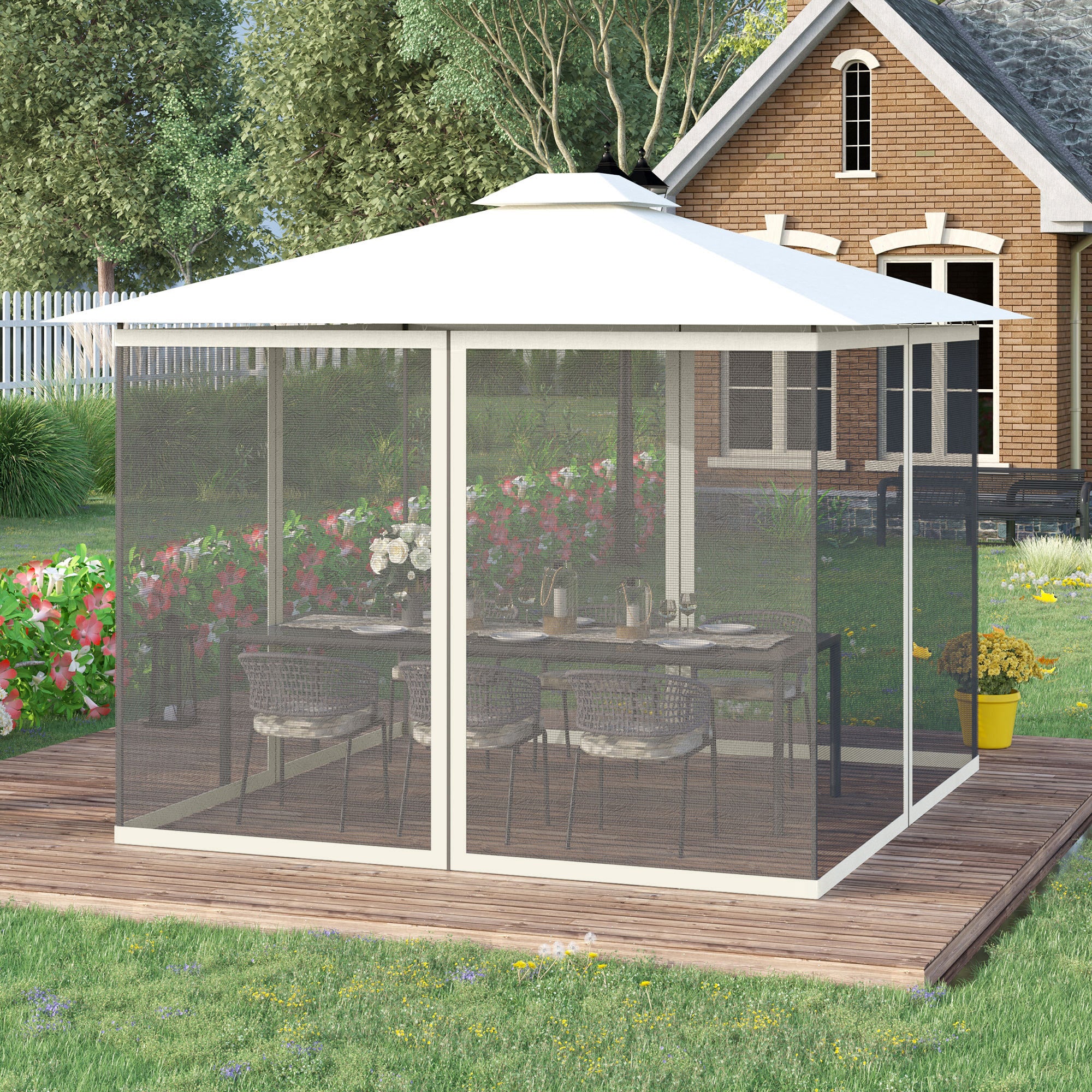 Replacement Mosquito Netting for Gazebo 10' x 10'with Zippers, White - Image 4