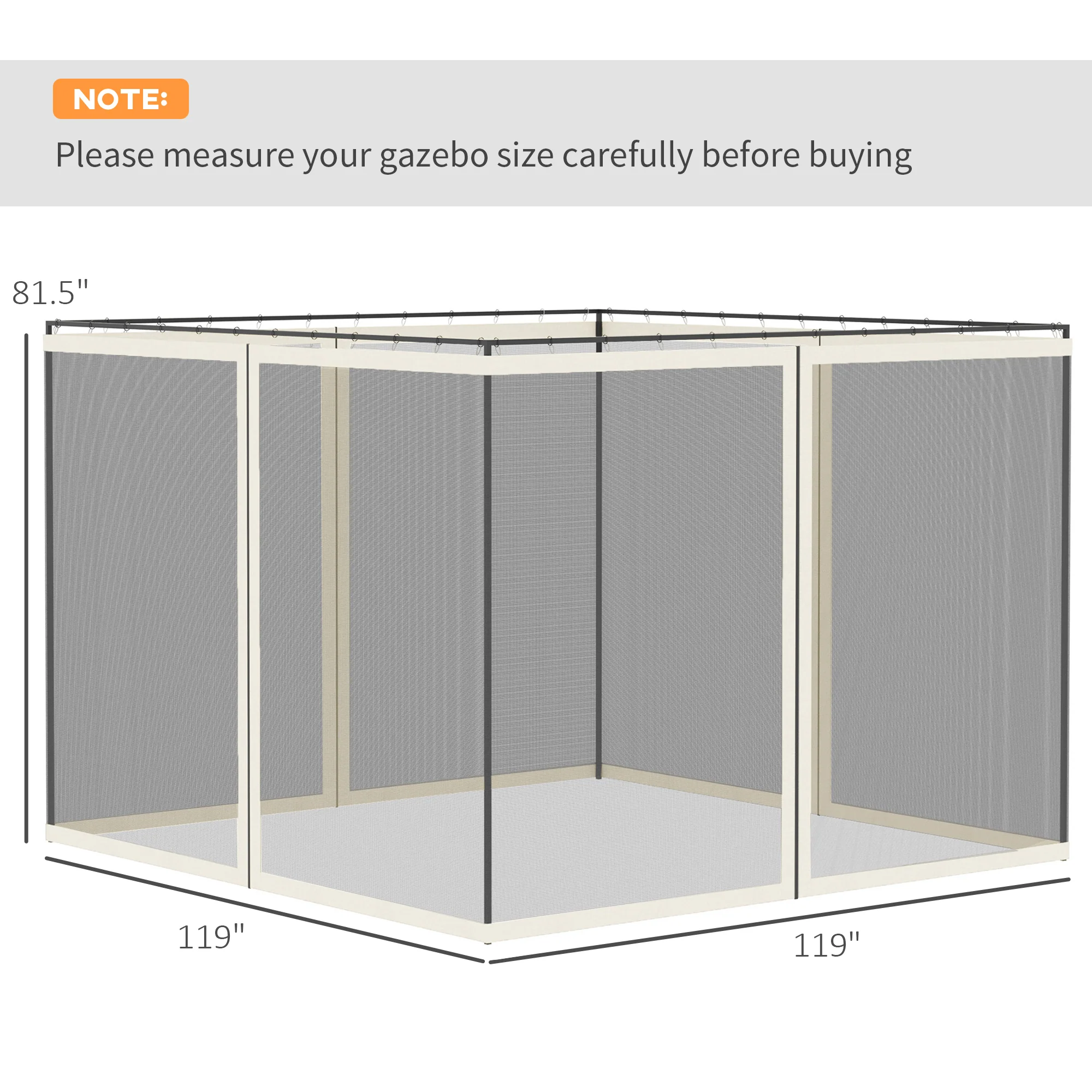 Replacement Mosquito Netting for Gazebo 10' x 10'with Zippers, White - Image 5