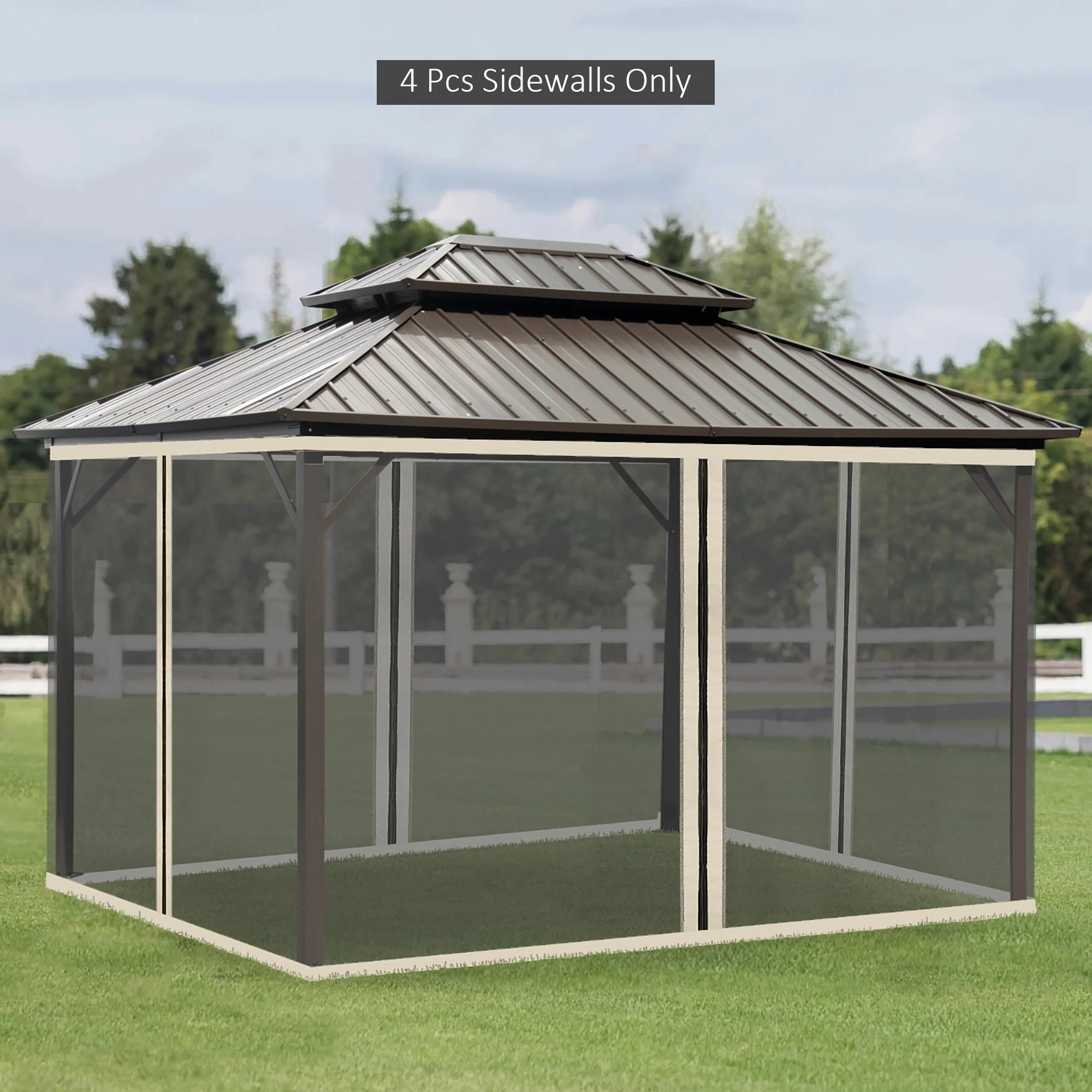 Replacement Mosquito Netting for Gazebo 10' x 12'with Zippers, Cream White - Image 3