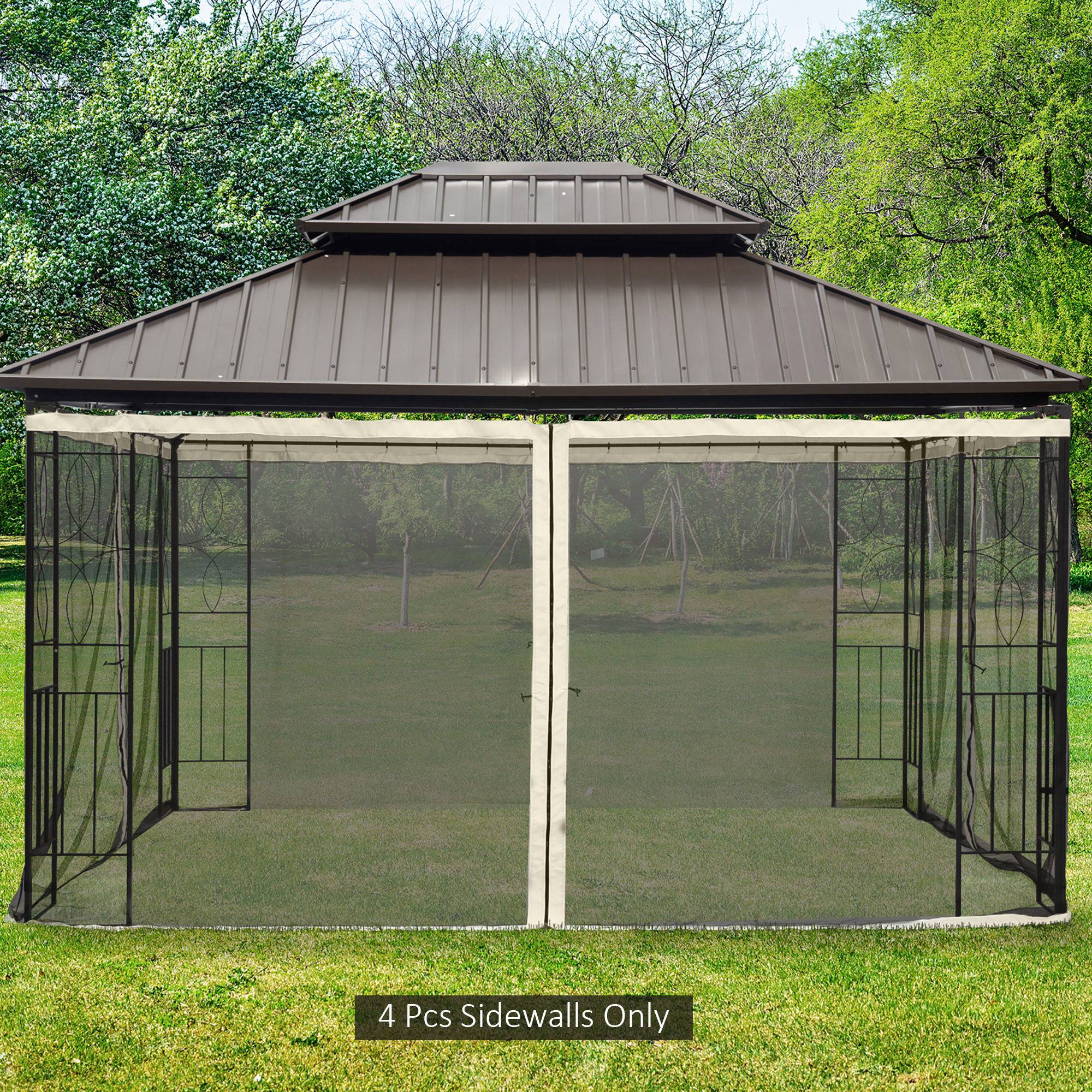 Replacement Mosquito Netting for Gazebo 10' x 12'with Zippers, Cream White - Image 4