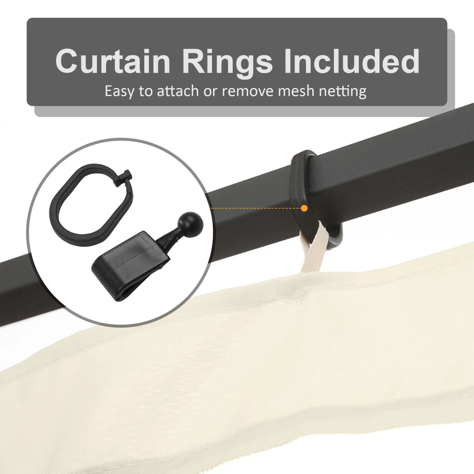 Replacement Mosquito Netting for Gazebo 10' x 12'with Zippers, Cream White - Image 7