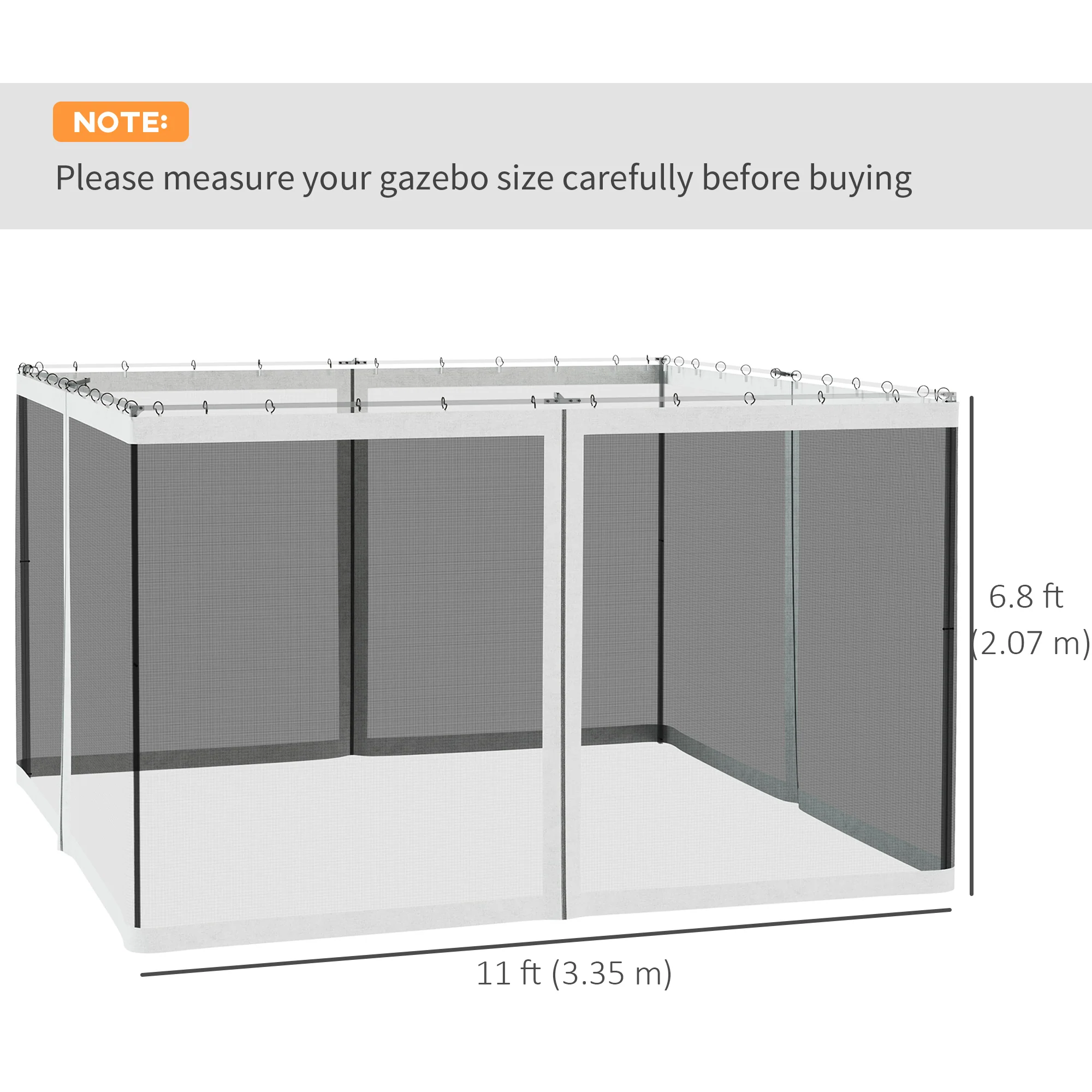 Replacement Mosquito Netting for Gazebo 10' x 12'with Zippers, White - Image 5