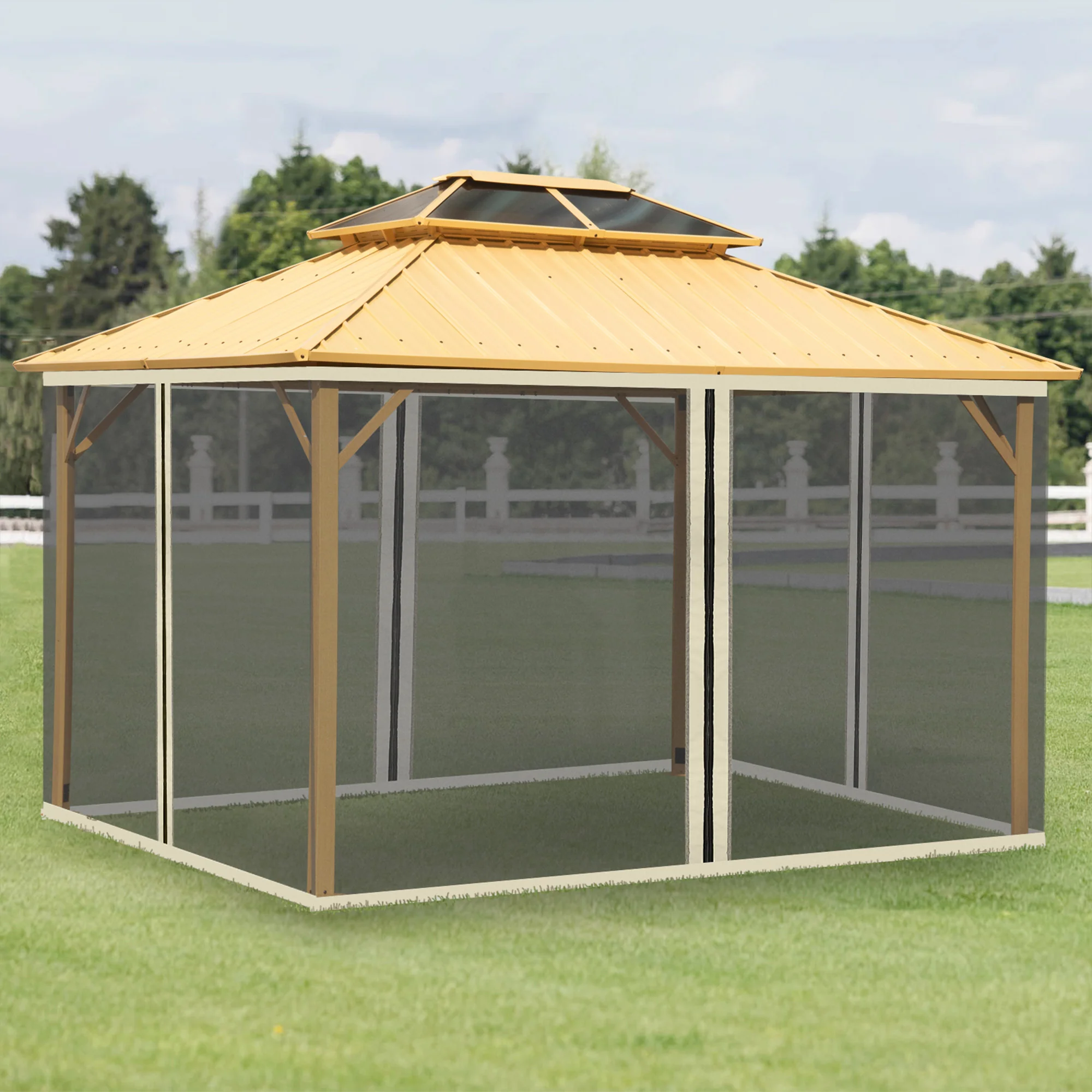 Replacement Mosquito Netting for Gazebo 10' x 13'with Zippers, Cream White - Image 3