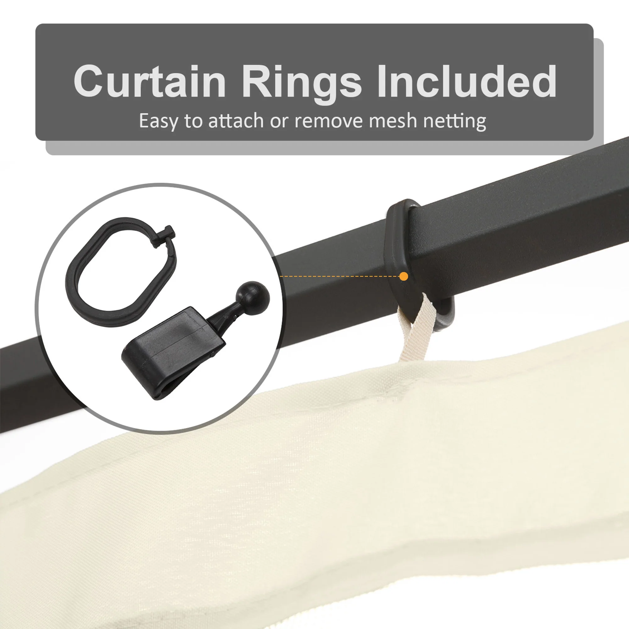 Replacement Mosquito Netting for Gazebo 10' x 13'with Zippers, Cream White - Image 7