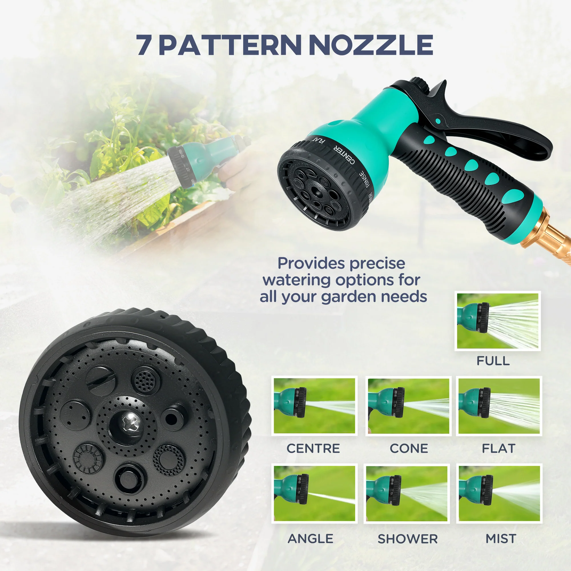 100ft Retractable Garden Hose Reel with 7 Function Sprayer Nozzle & Any Length Lock, Black - Image 9