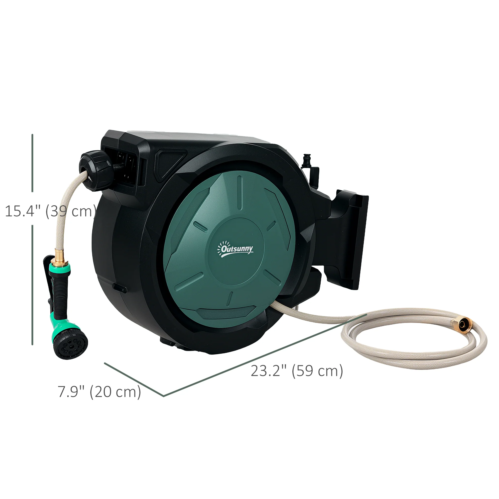 65ft Retractable Garden Hose Reel with 7 Function Sprayer Nozzle & Any Length Lock, Blue - Image 5