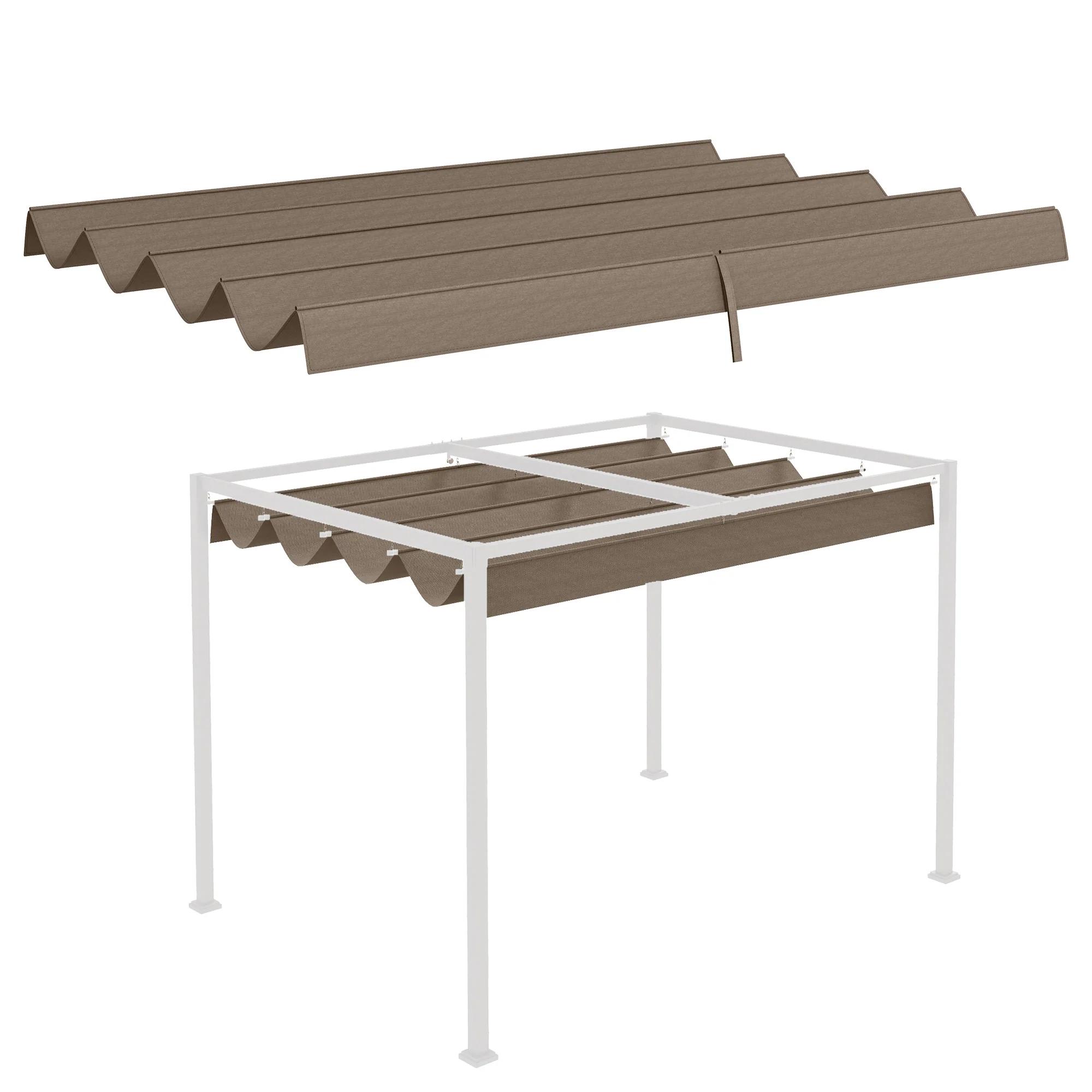 UV30+ Retractable Canopy for 9.8'x7.1' Pergola, Coffee
