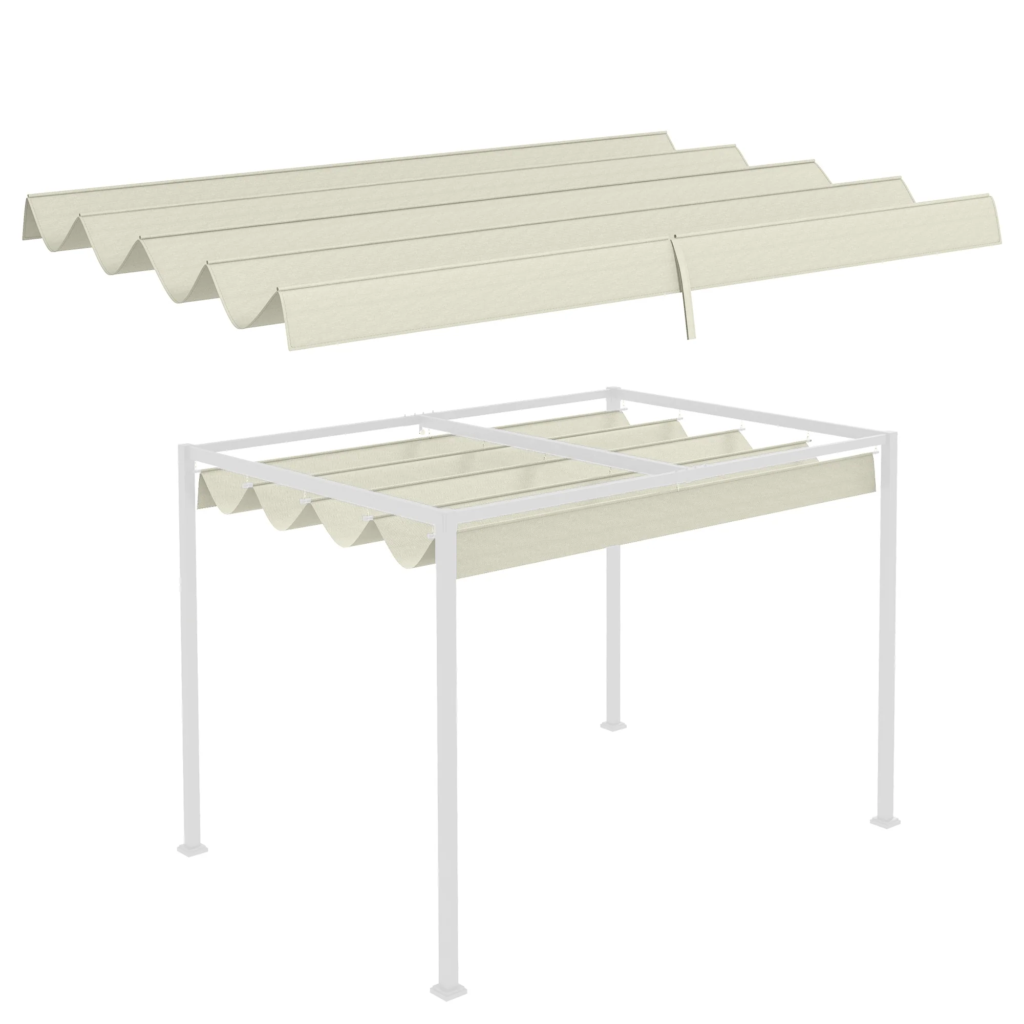 UV30+ Retractable Canopy for 9.8' x 7.1' Pergola, Cream White - Image 12
