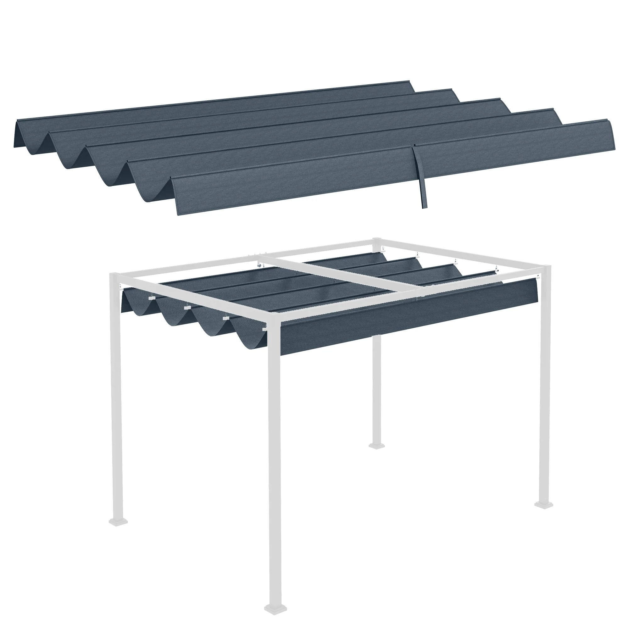 UV30+ Retractable Canopy for 9.8'x7.1' Pergola, Dark Grey