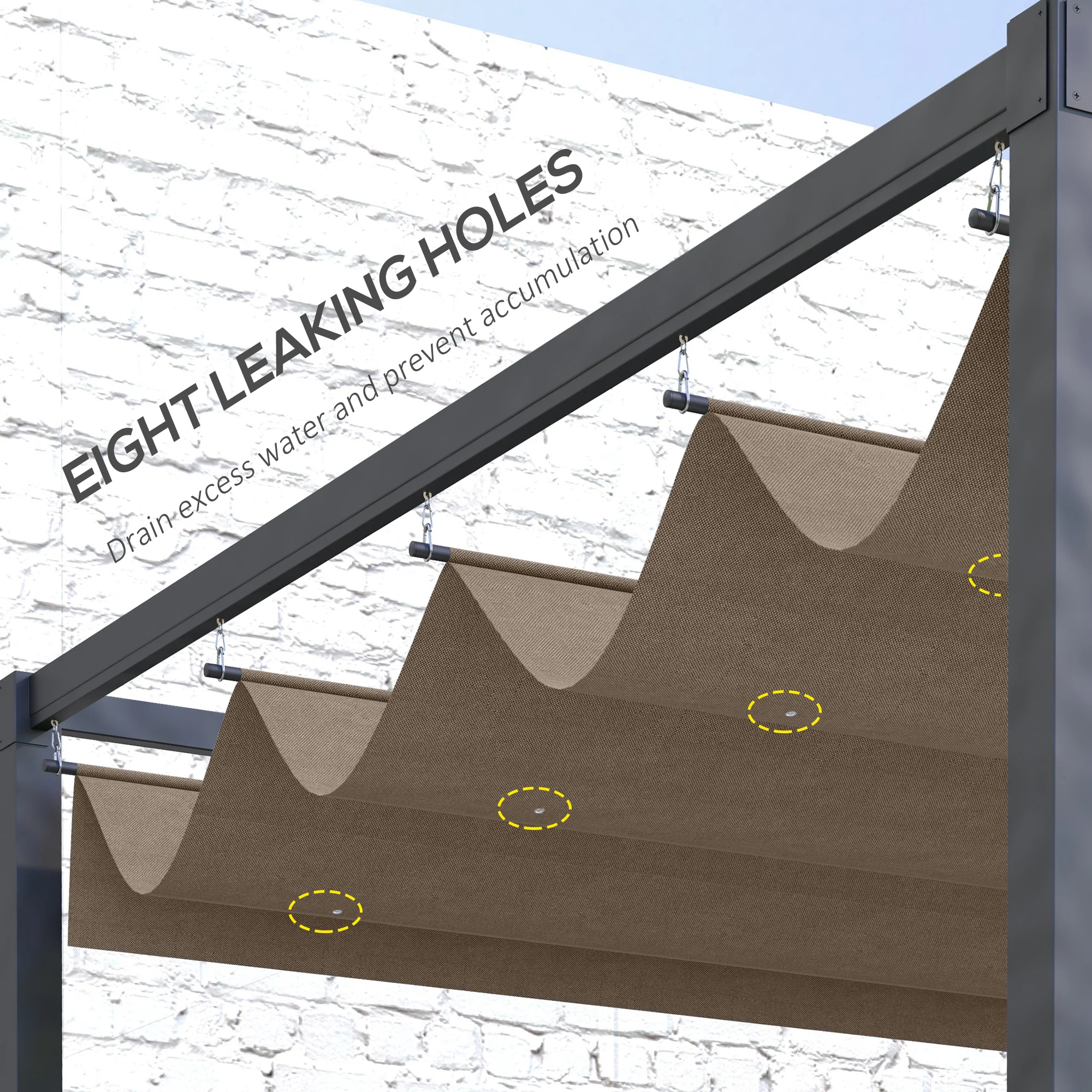 Retractable Pergola Replacement Cover, UV30+ Protected Fabric for 2.85 x 2m Pergola, Coffee - Image 7