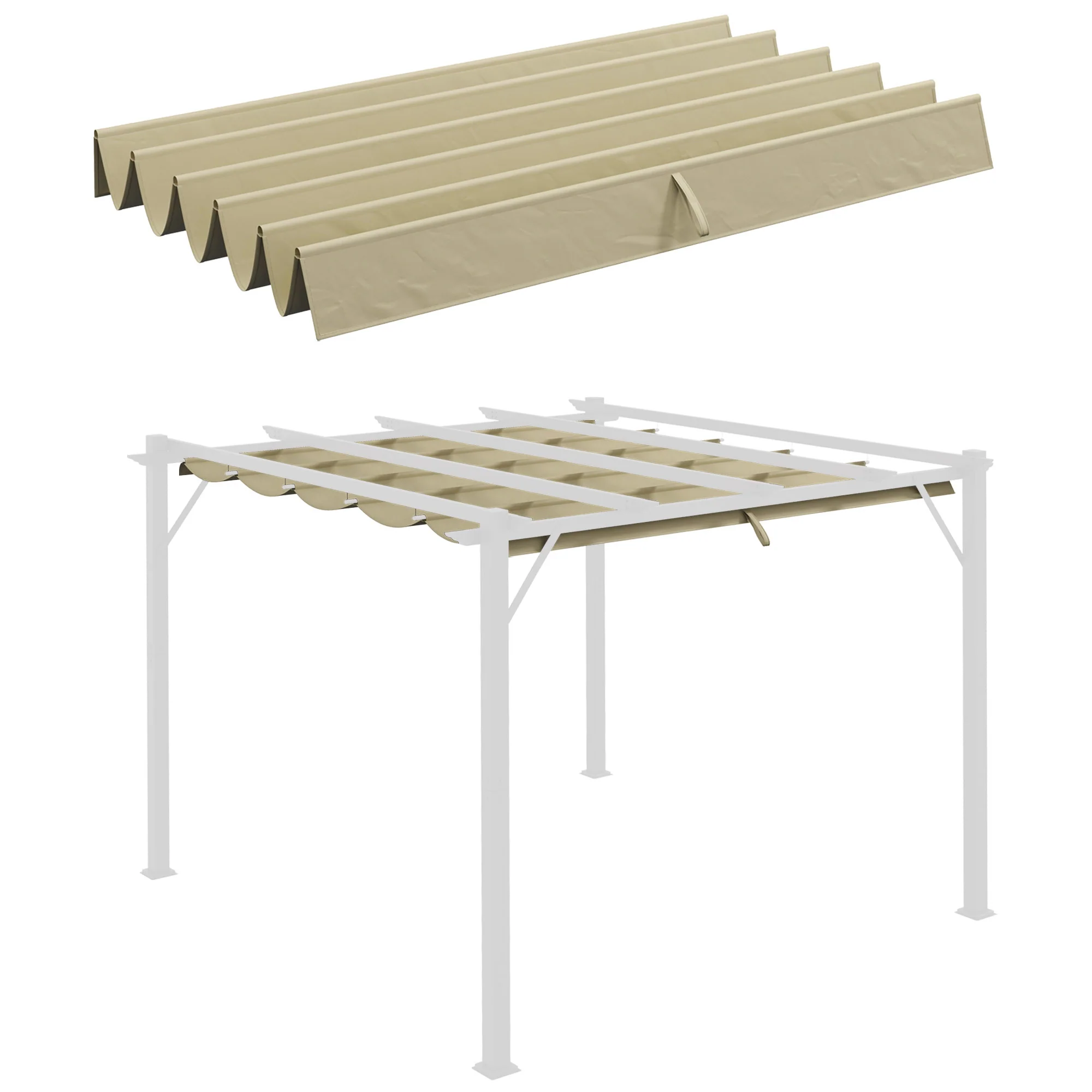 Retractable Pergola Shade Cover, Replacement Canopy Fabric for 3 x 3m Pergola, Beige - Image 12
