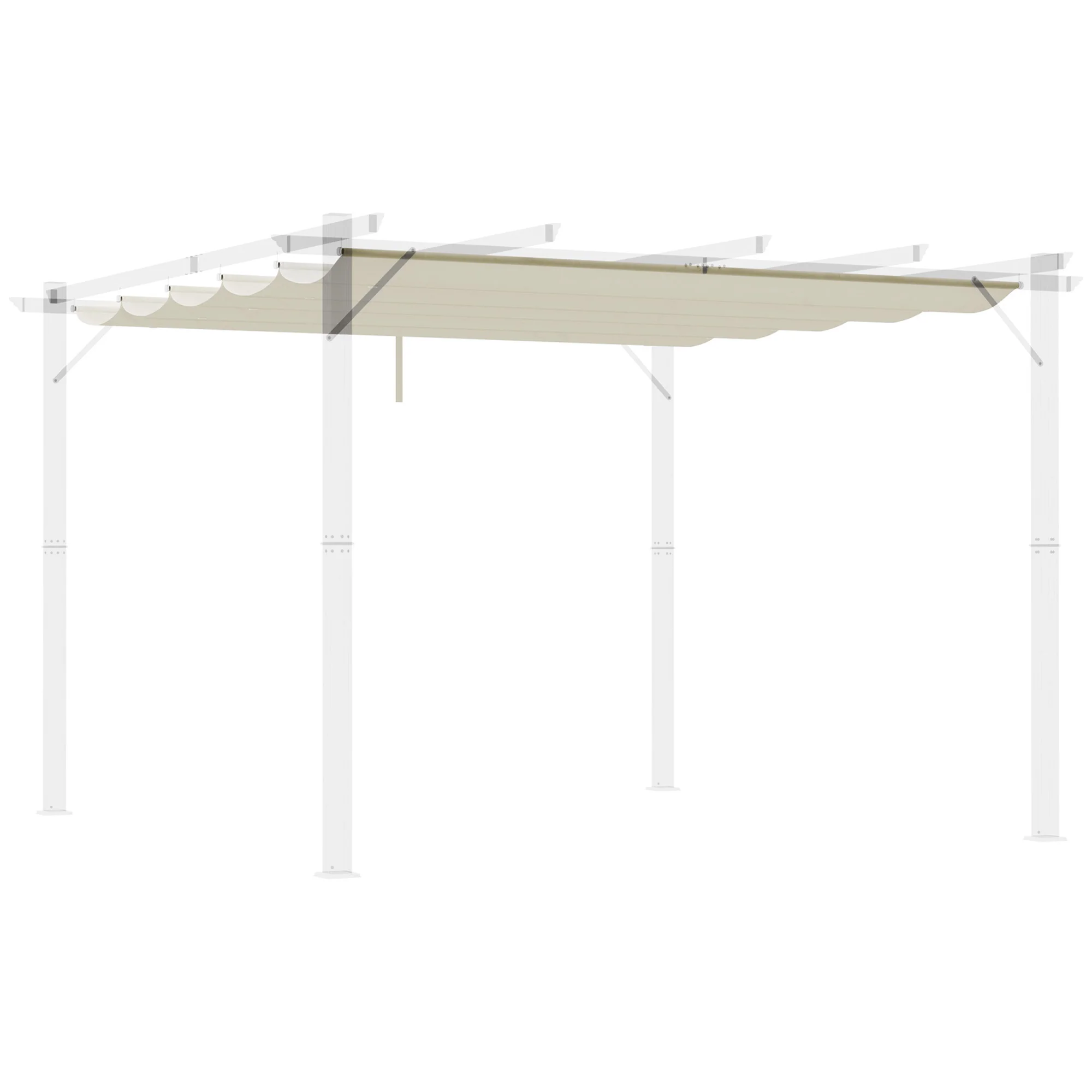 Retractable Pergola Shade Cover, Replacement Canopy Fabric for 3 x 3m Pergola, Cream White