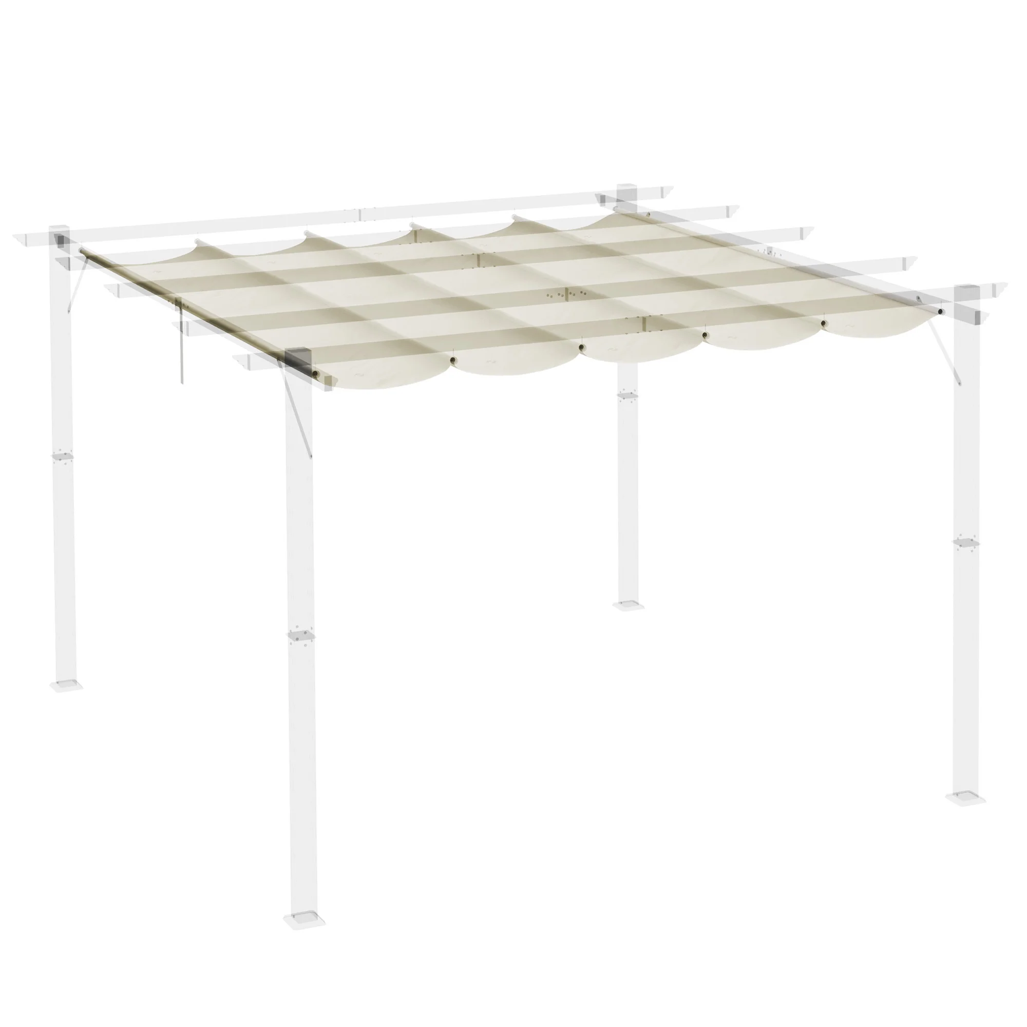 Retractable Pergola Shade Cover, Replacement Canopy Fabric for 3 x 3m Pergola, Cream White - Image 10