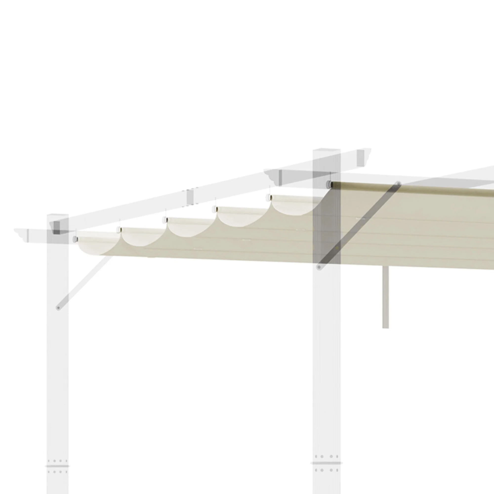 Retractable Pergola Shade Cover, Replacement Canopy Fabric for 3 x 3m Pergola, Cream White - Image 11