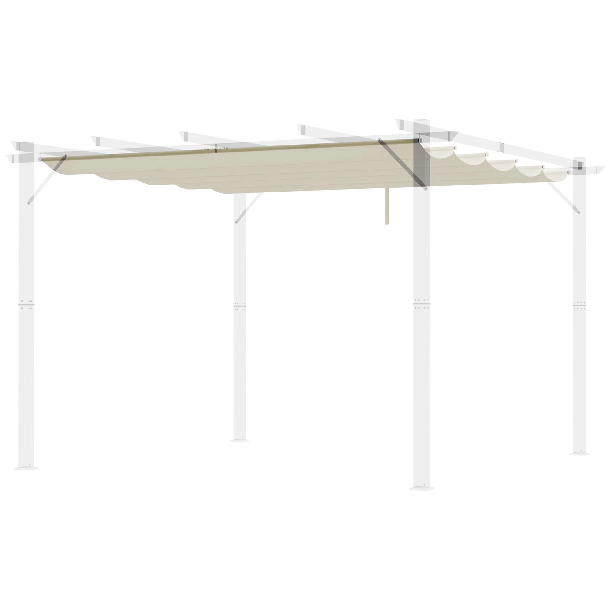Retractable Pergola Shade Cover, Replacement Canopy Fabric for 3 x 3m Pergola, Cream White - Image 2