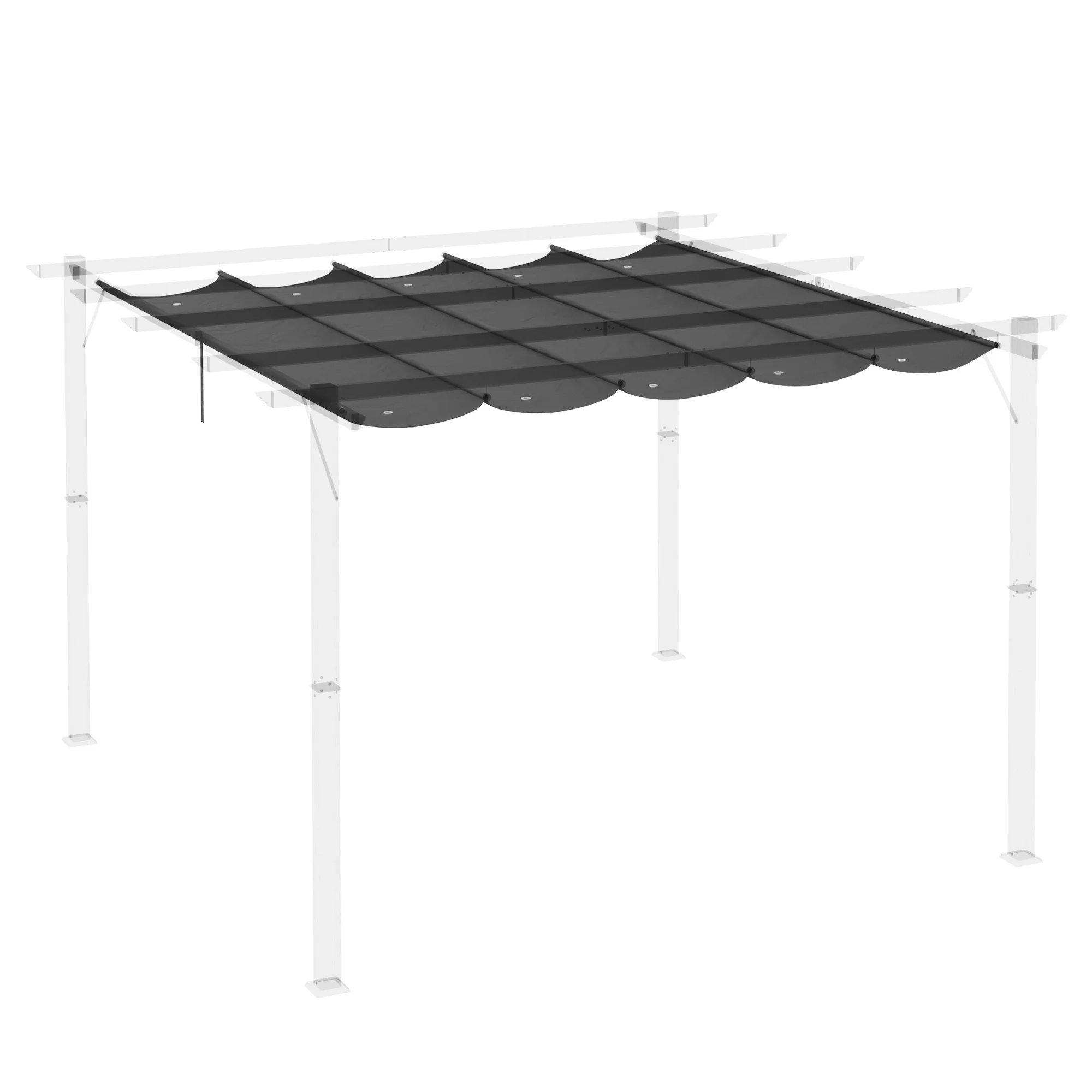 Retractable Pergola Shade Cover, Replacement Canopy Fabric for 3 x 3m Pergola, Dark Grey - Image 10