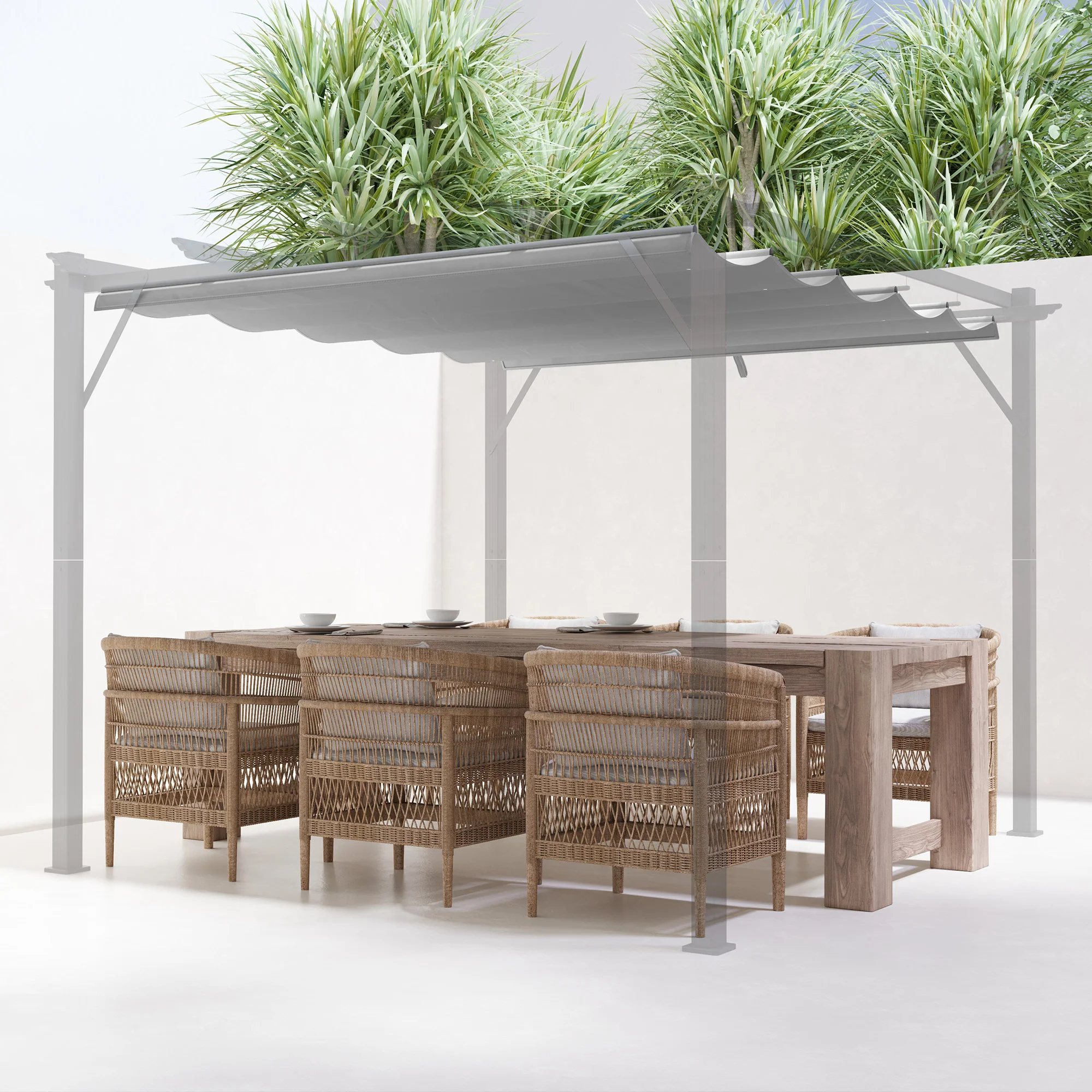 Retractable Pergola Shade Cover, Replacement Canopy Fabric for 3 x 3m Pergola, Light Grey - Image 11