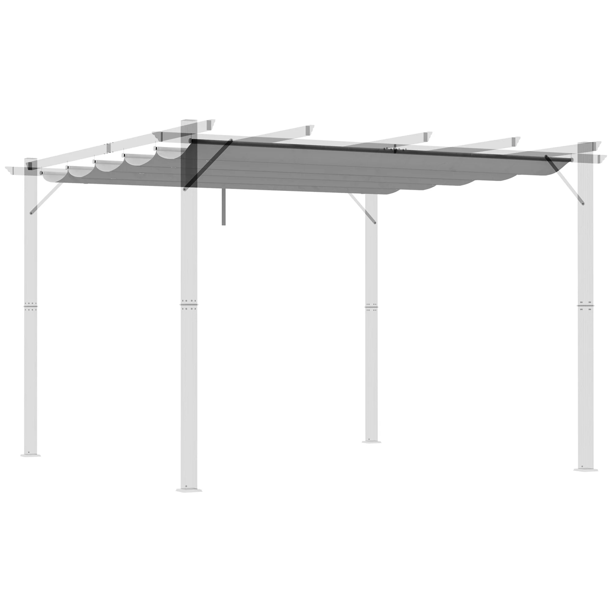 Retractable Pergola Shade Cover, Replacement Canopy Fabric for 3 x 3m Pergola, Light Grey - Image 12