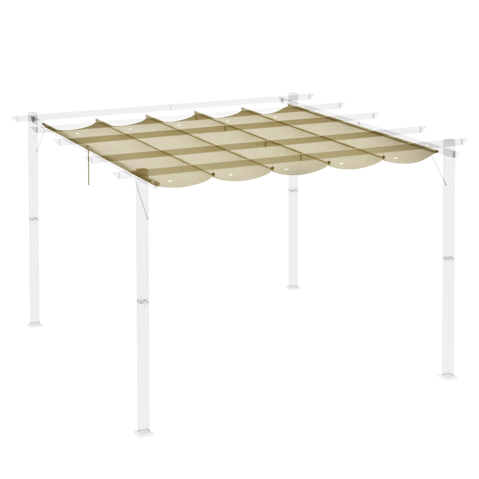 Retractable Pergola Shade Cover, Replacement Canopy Fabric for 4 x 3m Pergola, Beige - Image 10