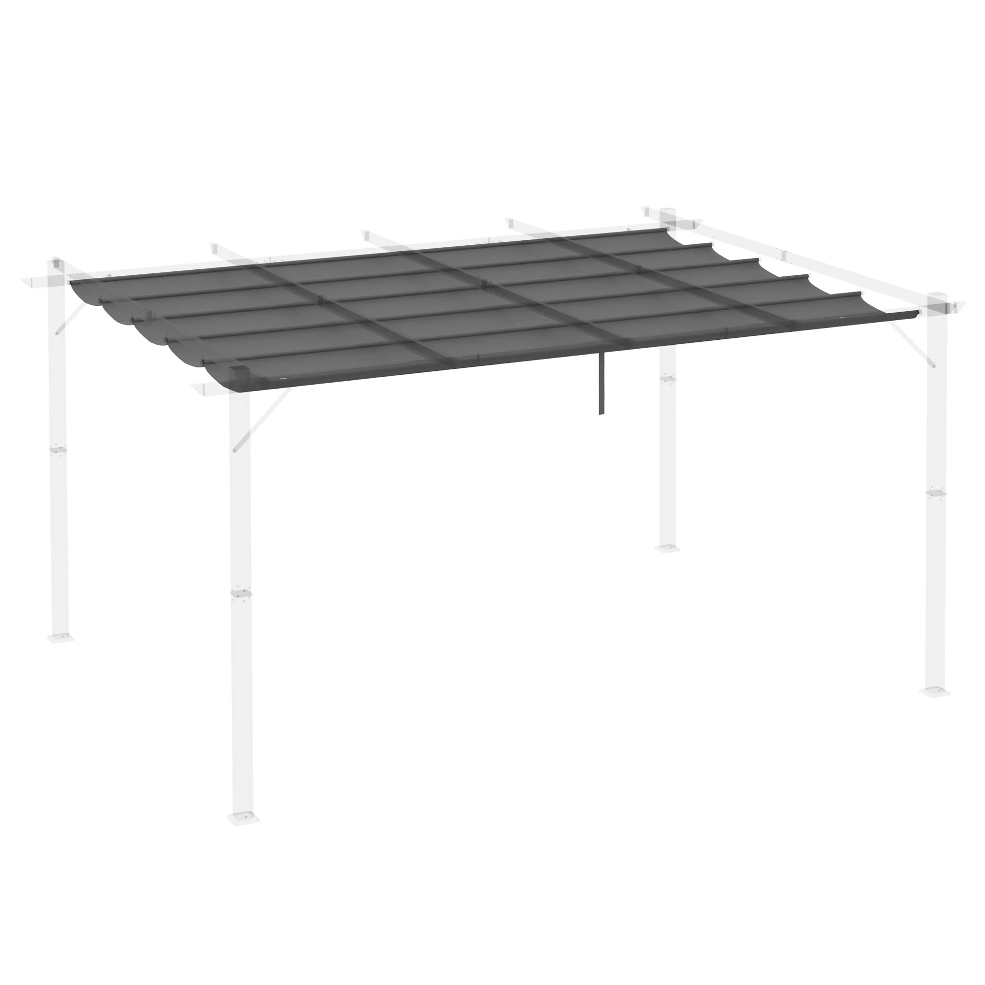 Retractable Pergola Shade Cover, Replacement Canopy Fabric for 4 x 3m Pergola, Dark Grey - Image 10