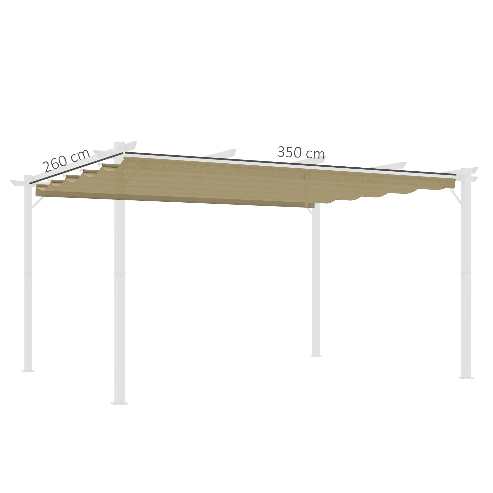 Retractable Pergola Shade Cover, Replacement Canopy Fabric for 4 x 3m Pergola, Tan - Image 5