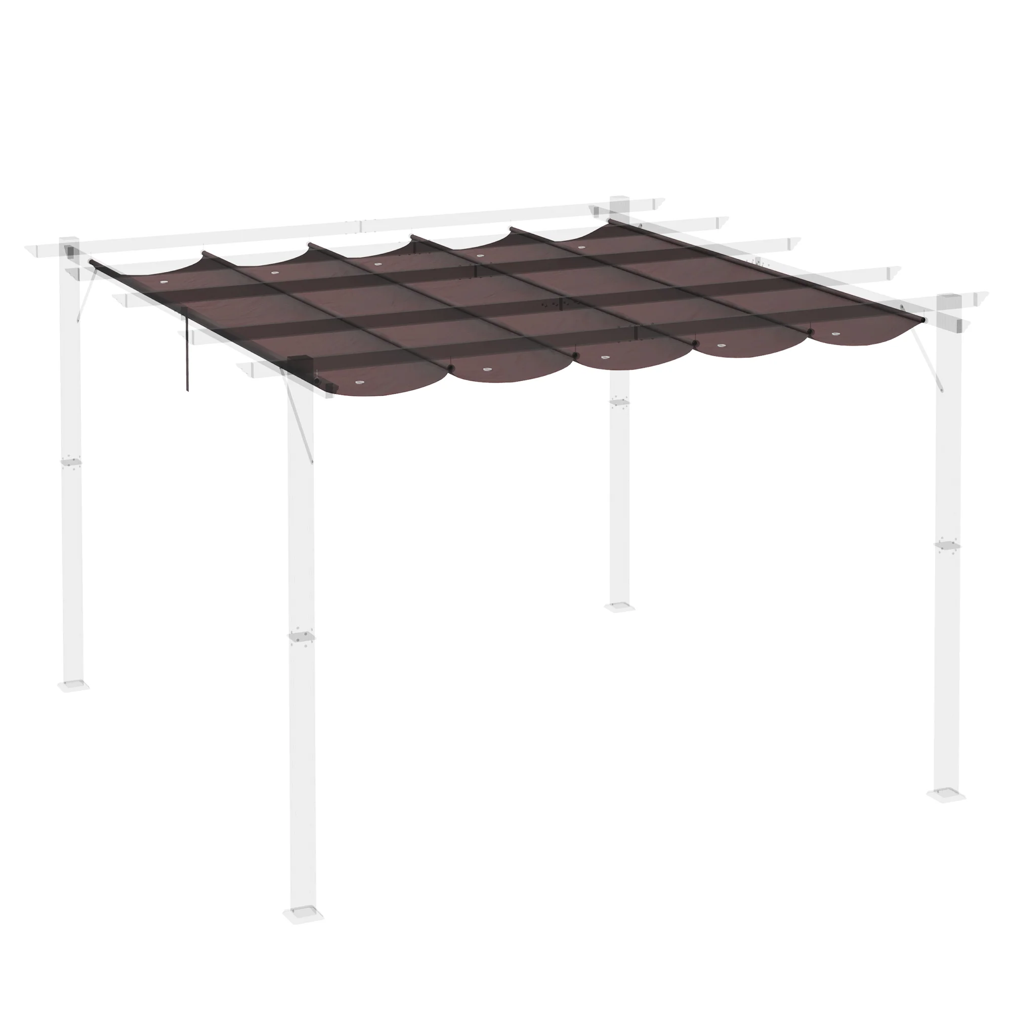 Retractable Replacement Pergola Canopy for 10' x 10' Pergola, Coffee - Image 10