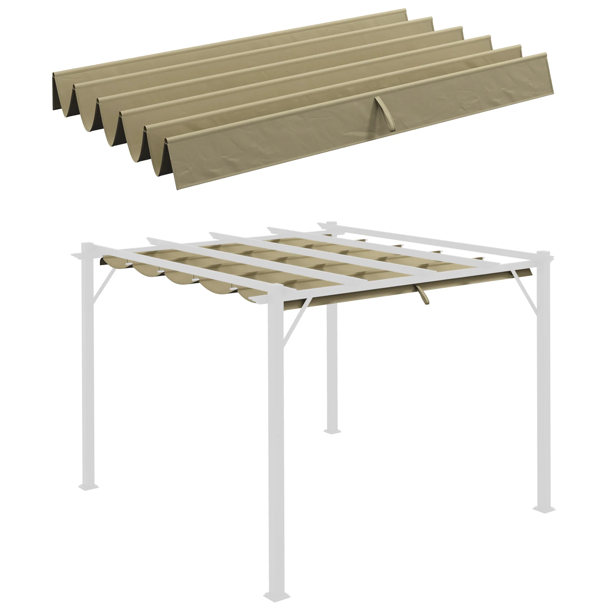 Retractable Replacement Pergola Canopy for 10' x 10' Pergola, Tan - Image 12