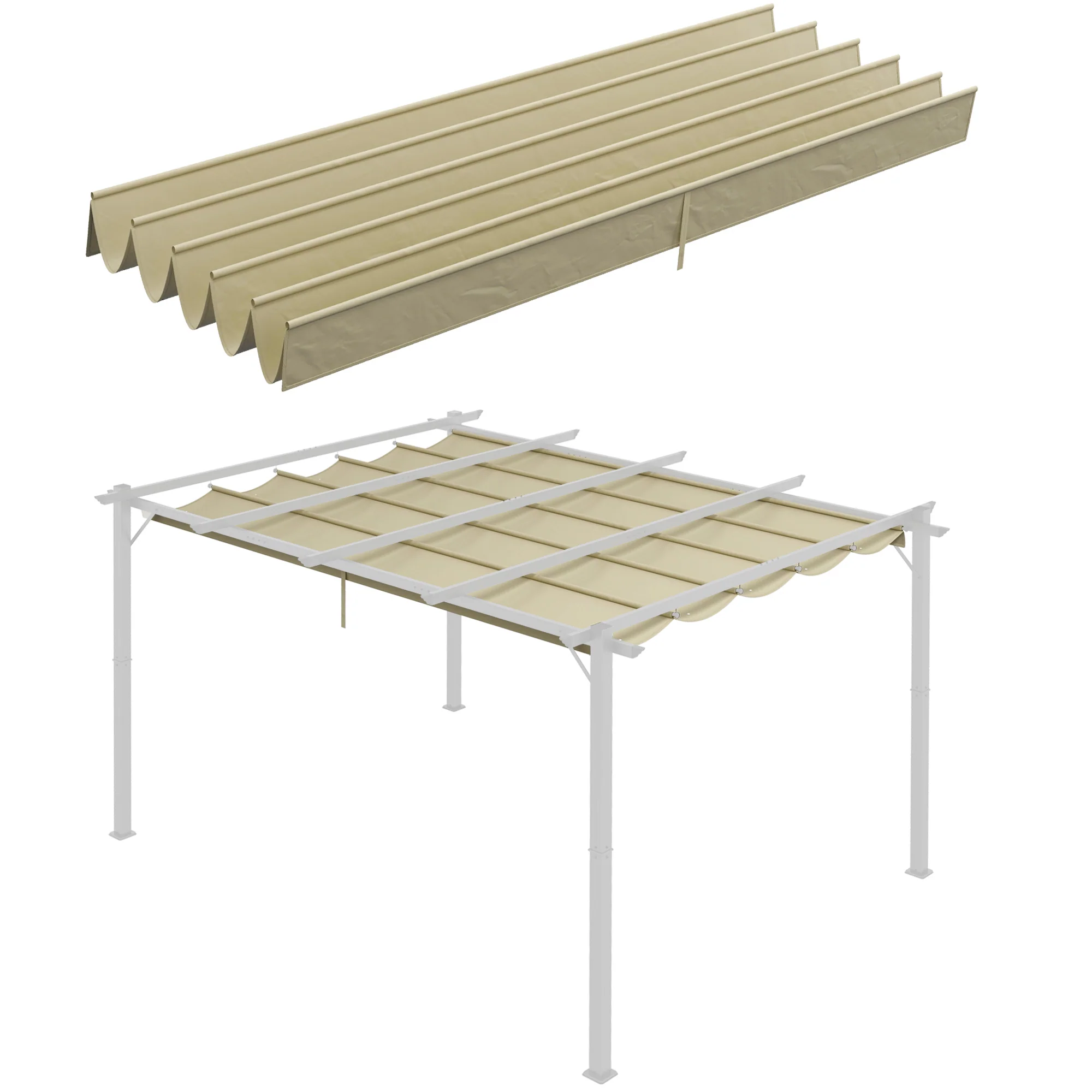 Retractable Replacement Pergola Canopy for 10' x 13' Pergola, Beige - Image 12