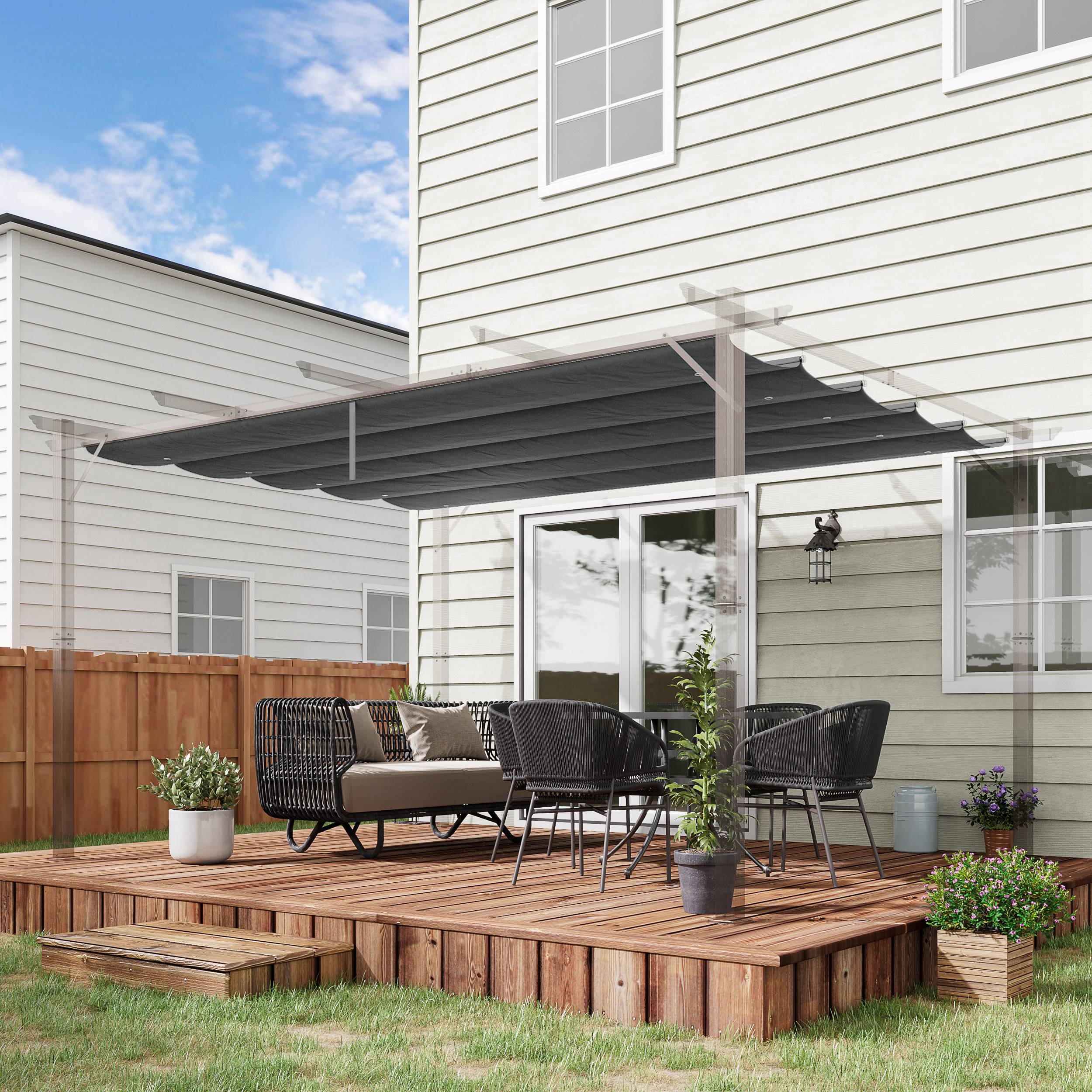 Retractable Replacement Pergola Canopy for 10' x 13' Pergola, Dark Grey - Image 4